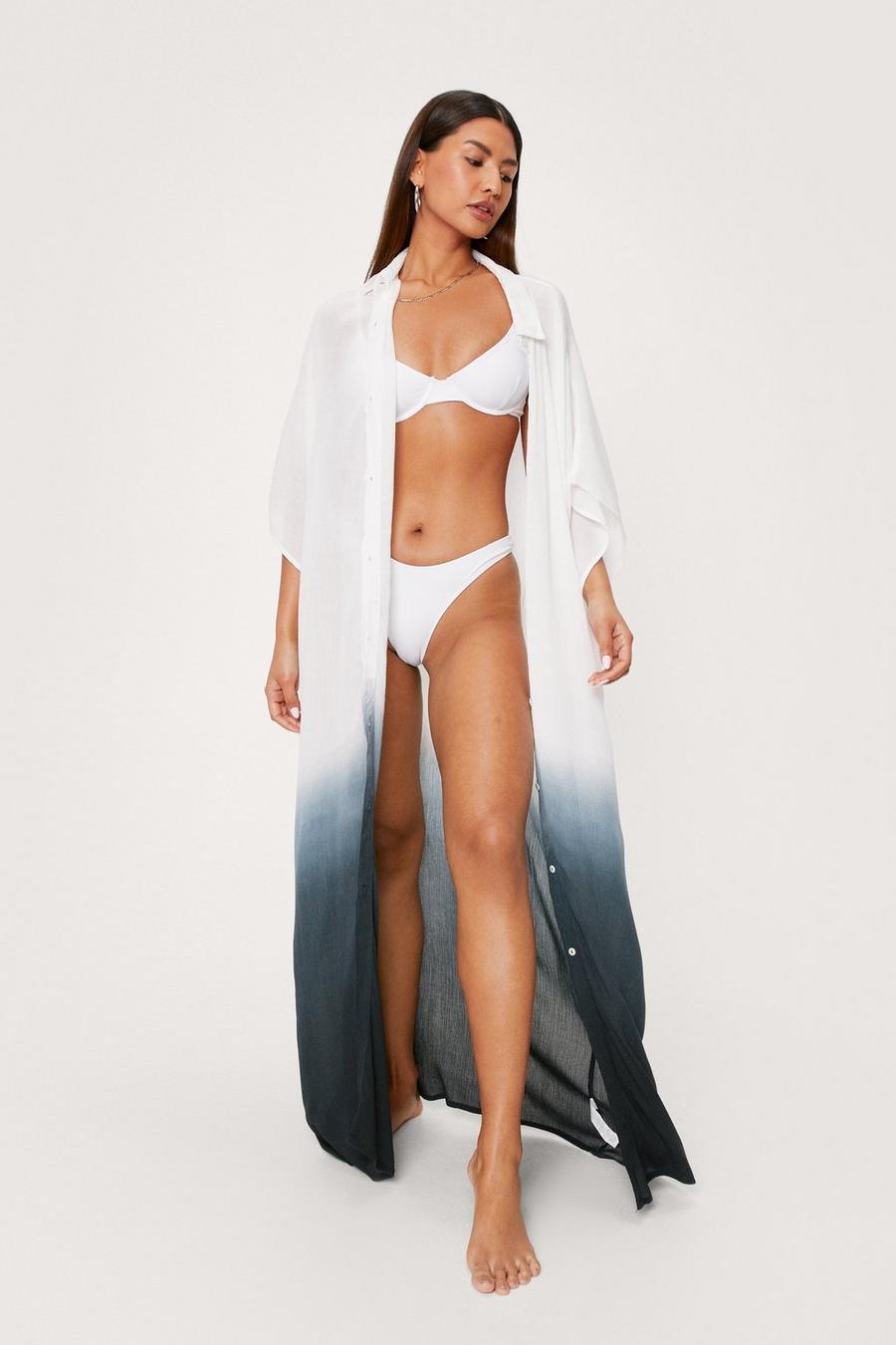 Crinkle Ombre Maxi Cover Up Beach Shirt