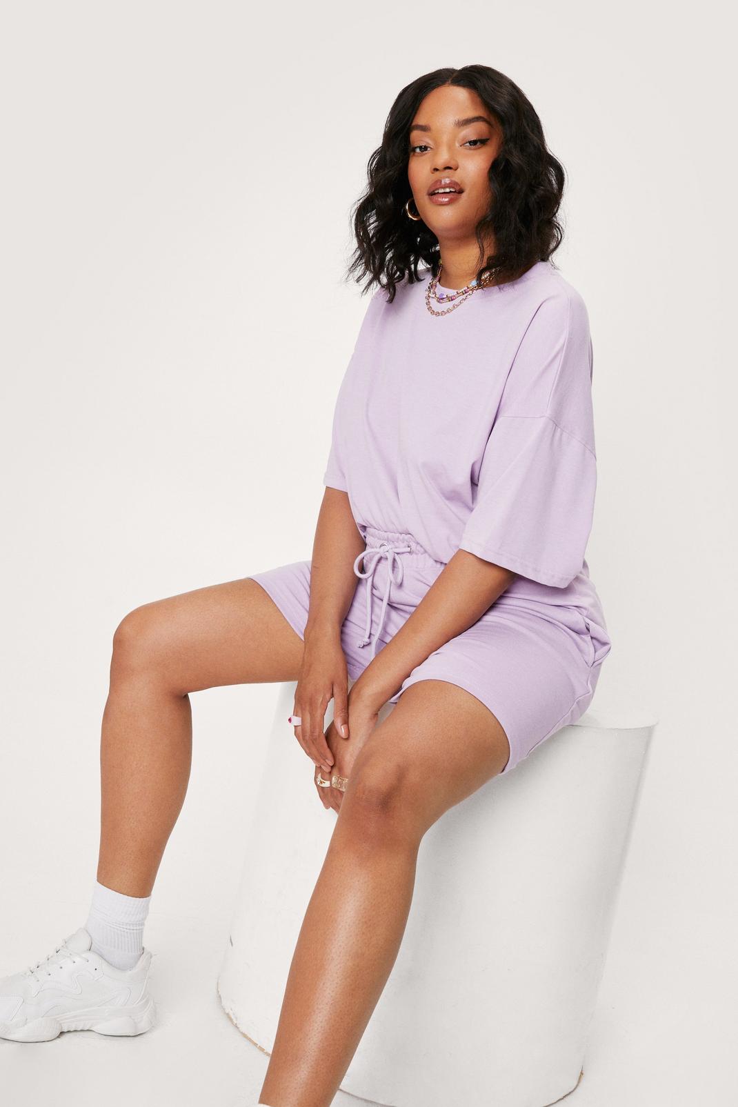 Grande Taille - Ensemble t-shirt ample & short assorti, Lilac image number 1