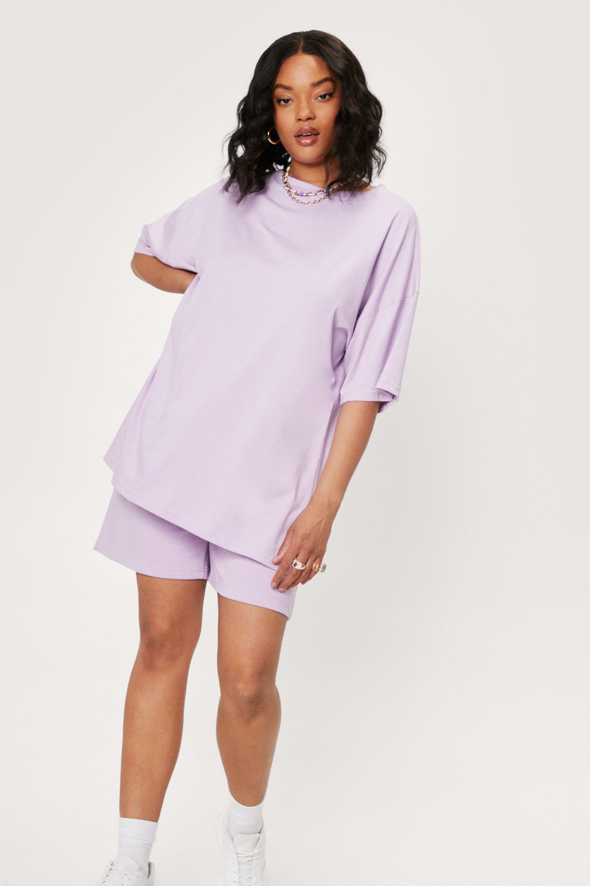 Plus Size Lilac Purple Oversized T-Shirt