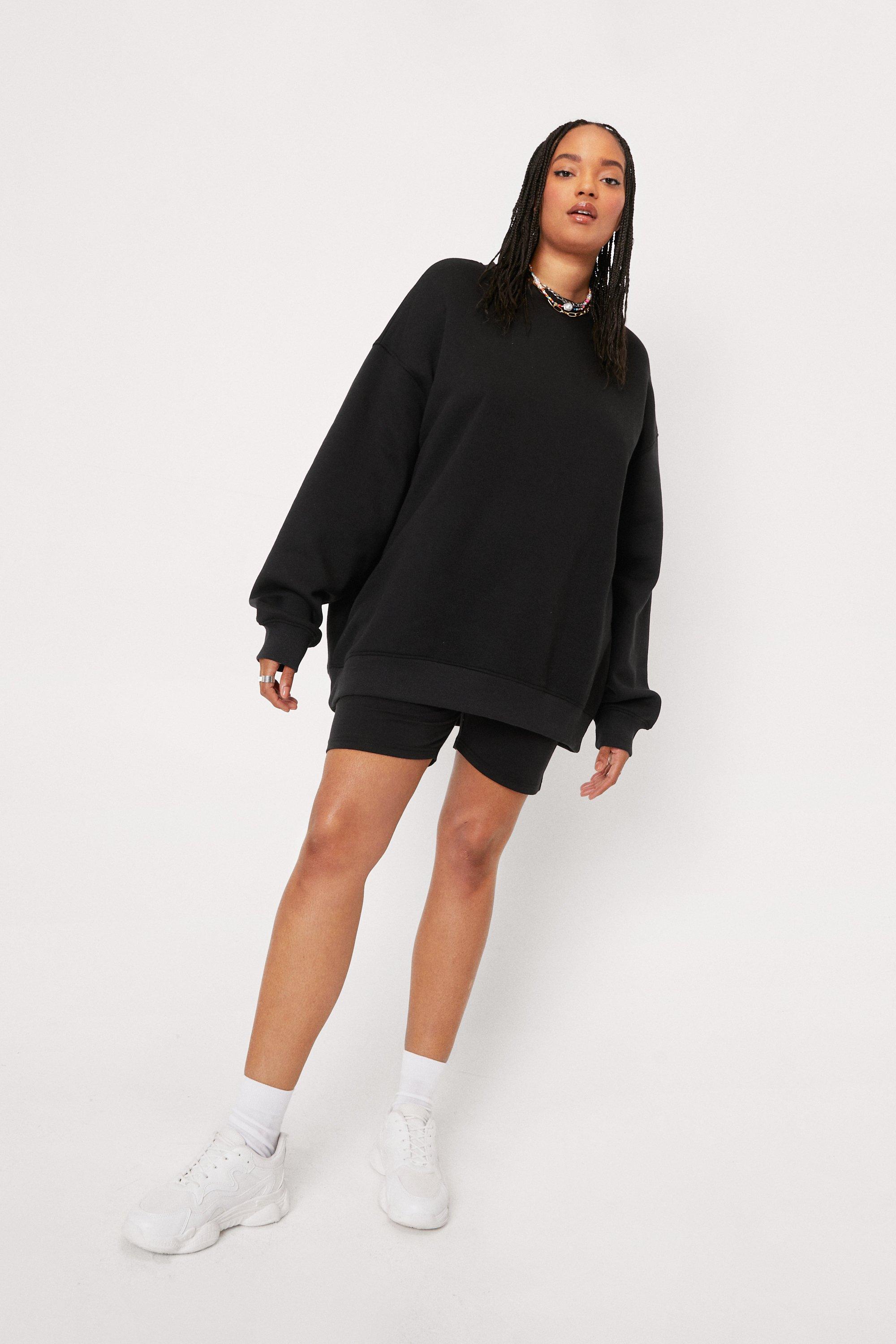 Plus Size Sweatshirt and Biker Shorts Set