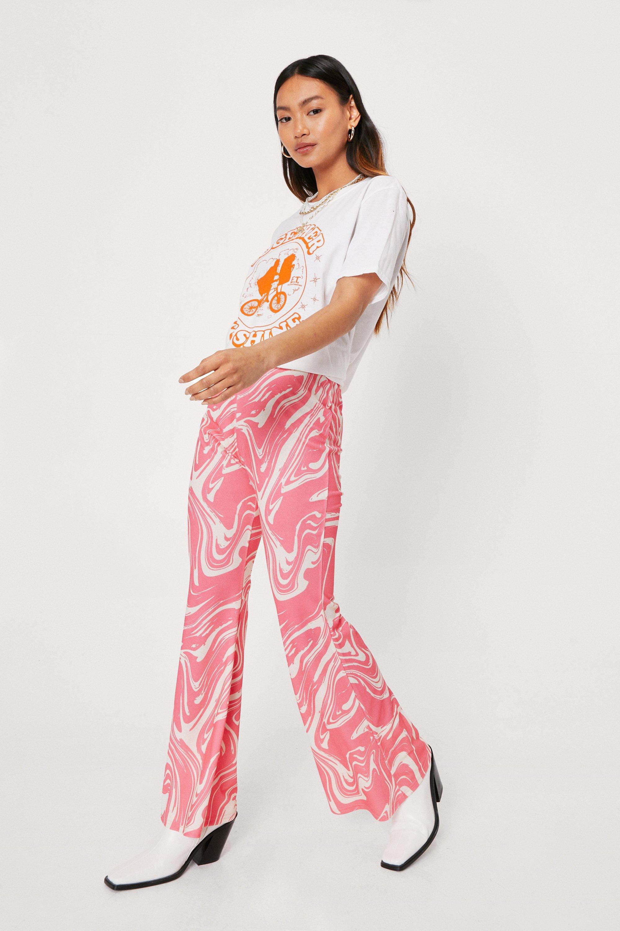 Orange Marble Print Flare Pants And Crop Blazer Set – IRHAZ