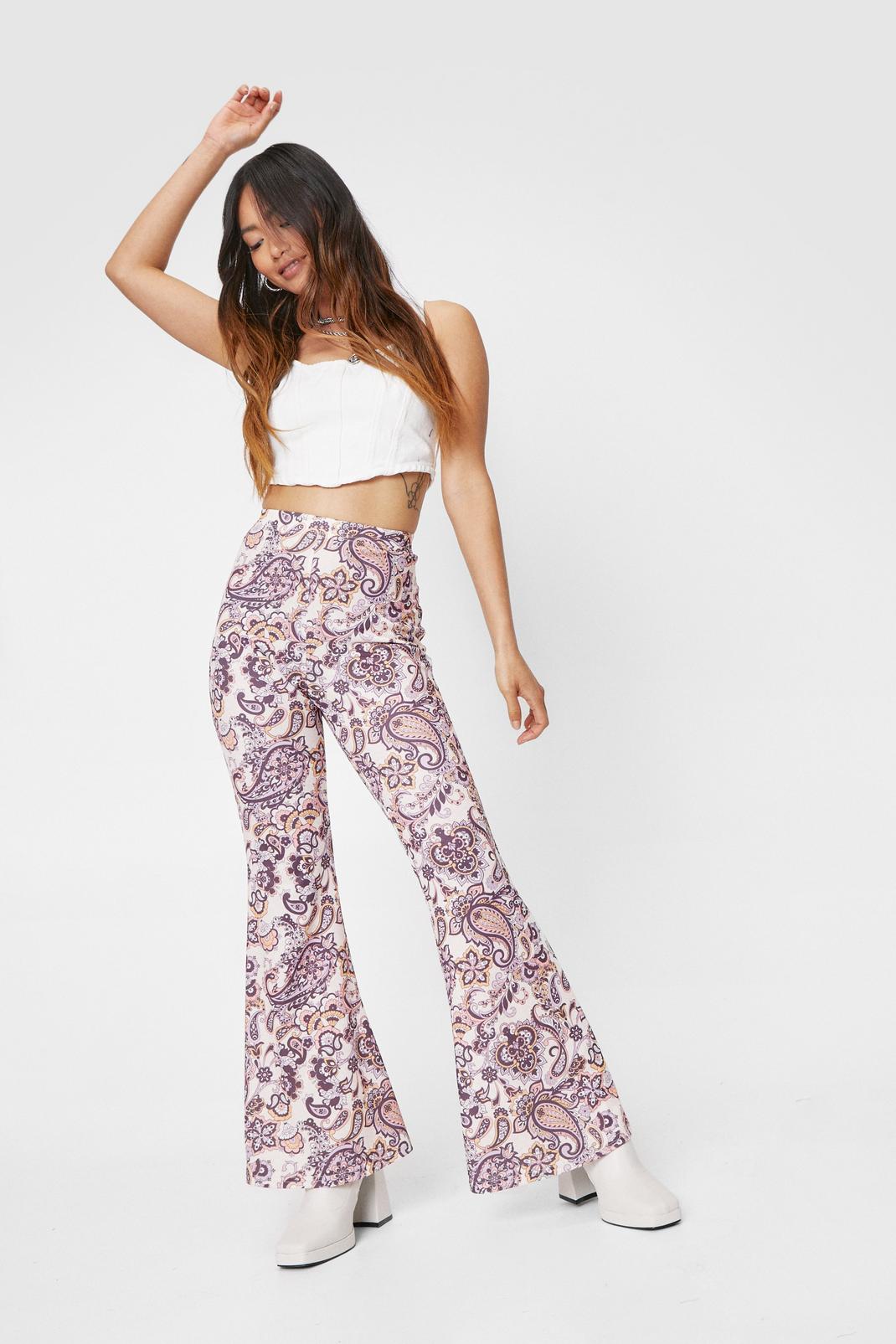155 Petite Paisley Print High Waisted Flare Pants image number 2