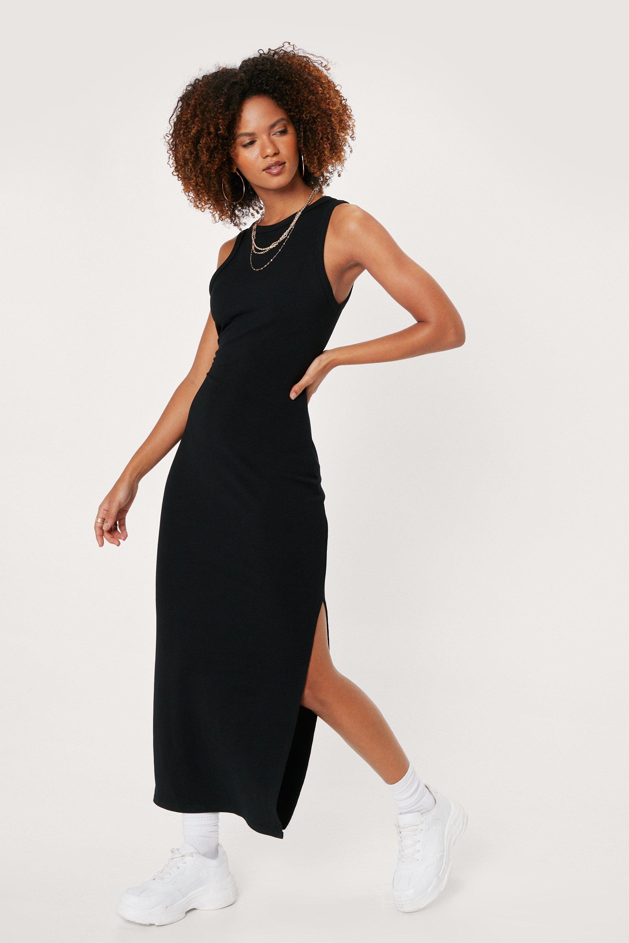 split hem ribbed dress