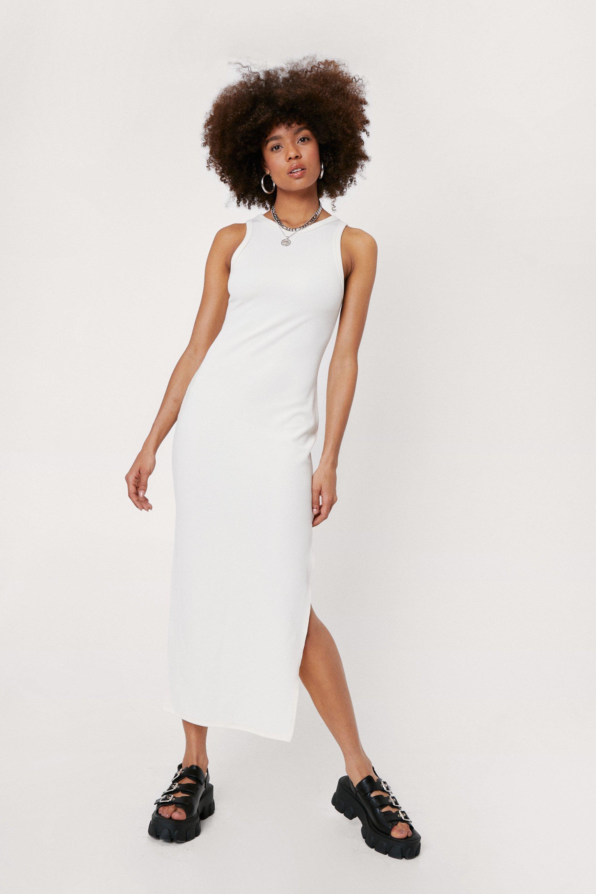 ribbed dress with split