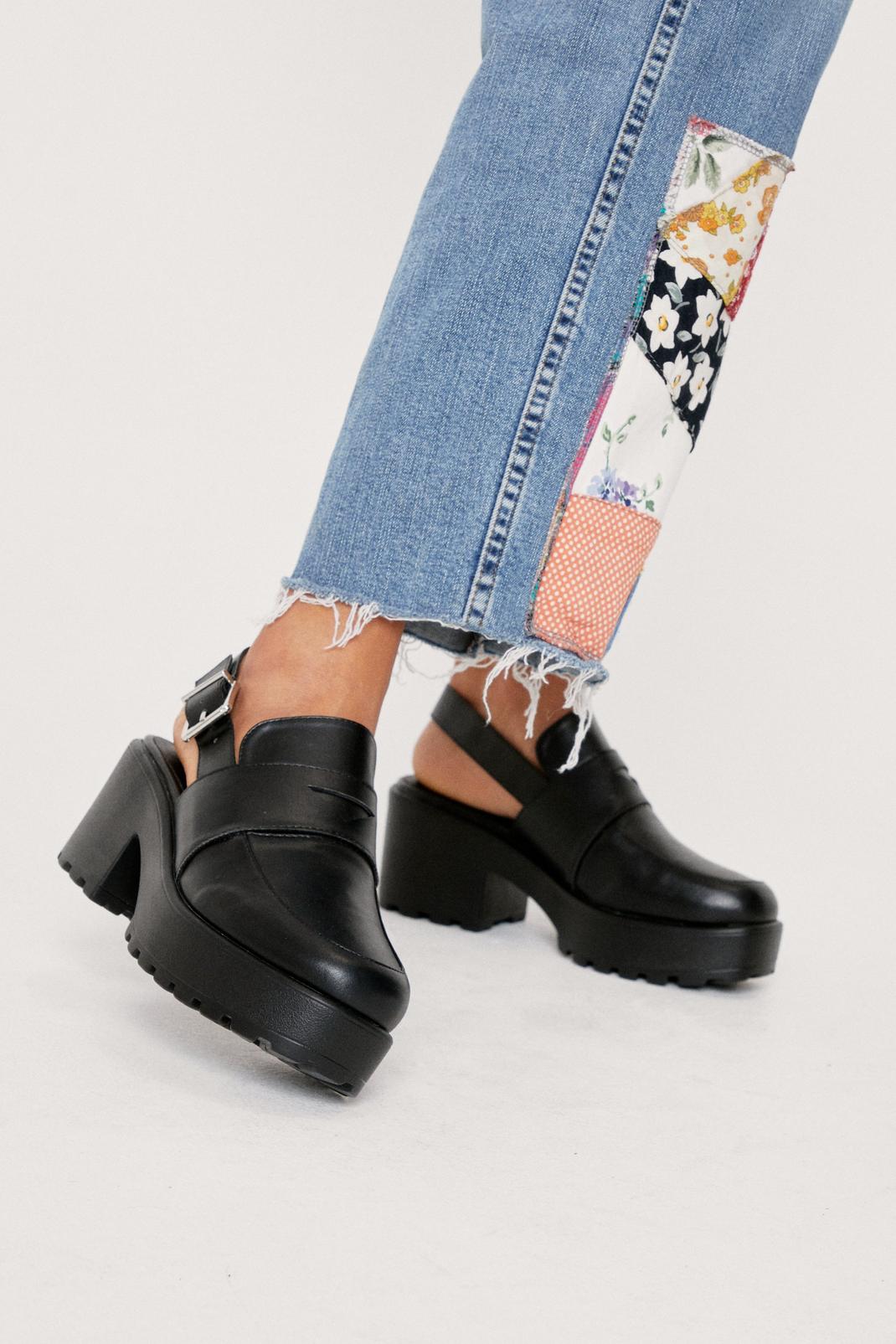 Faux Leather Sling Back Chunky Loafers | Nasty Gal