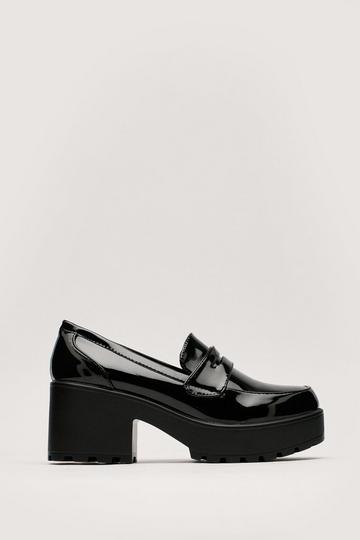 Faux Leather Chunky Penny Loafers black