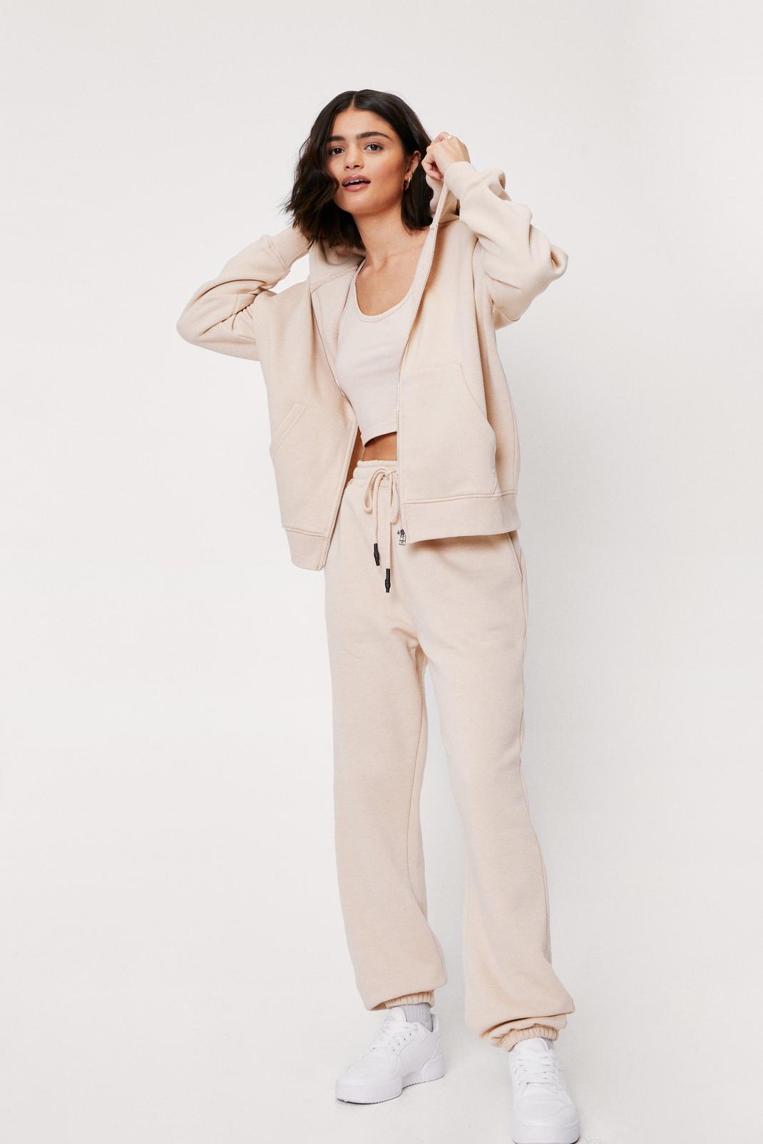 Sand Jersey 3 Pc Hoodie and High Waisted Tracksuit Pants Set image number 1