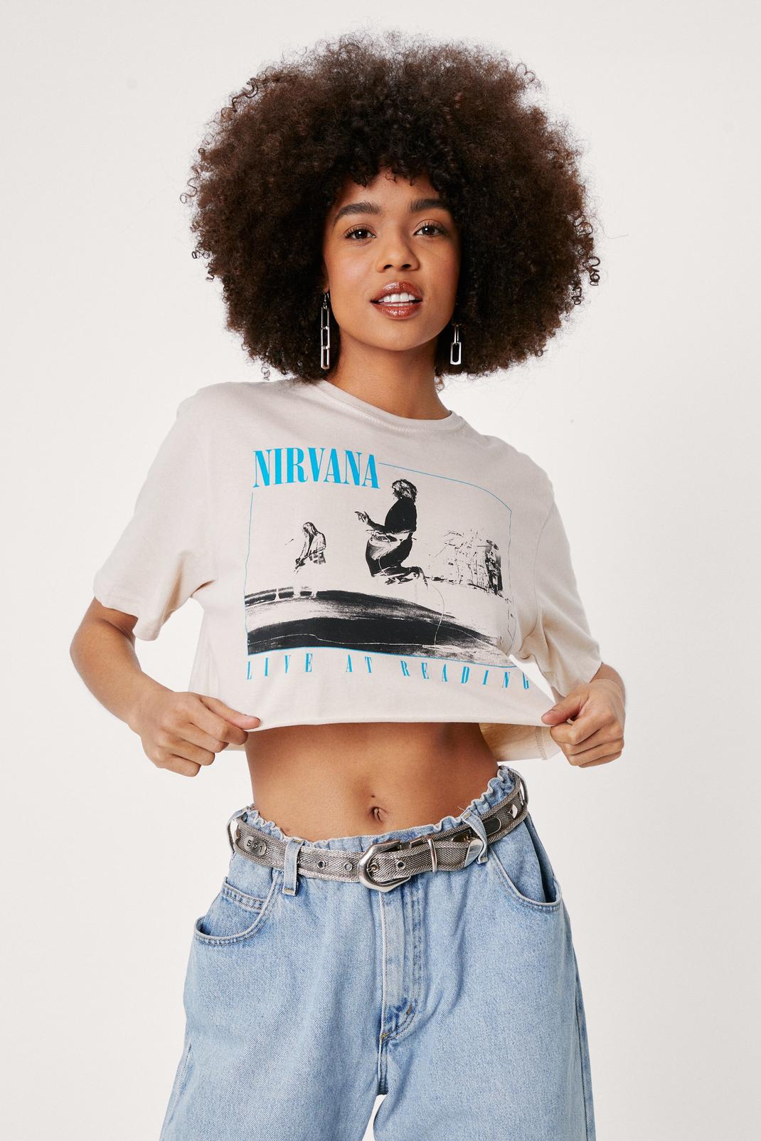 Sand Nirvana Cropped Graphic Band T-Shirt image number 1