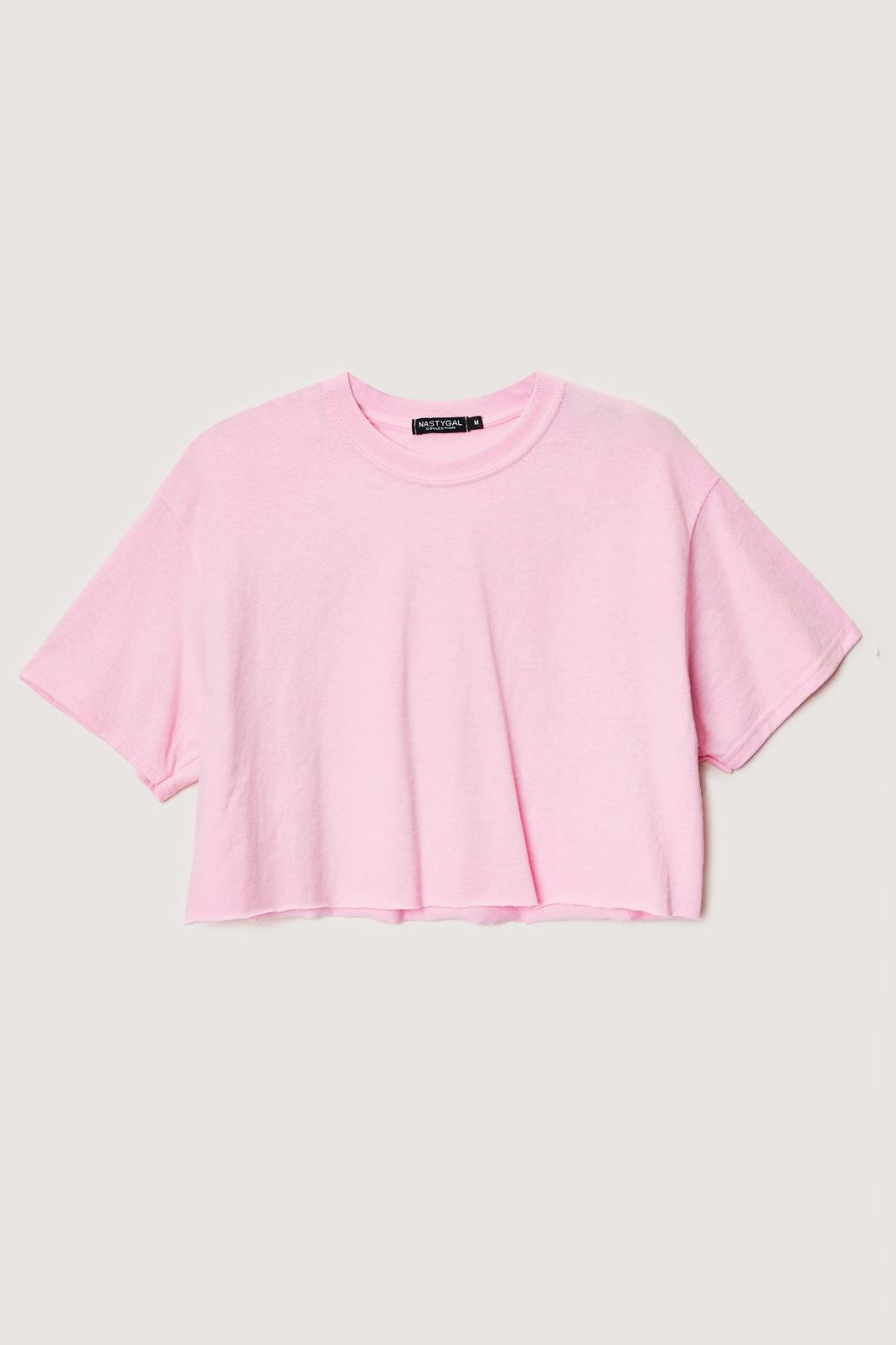 Light pink Cropped Crew Neck Short Sleeve T-Shirt image number 1