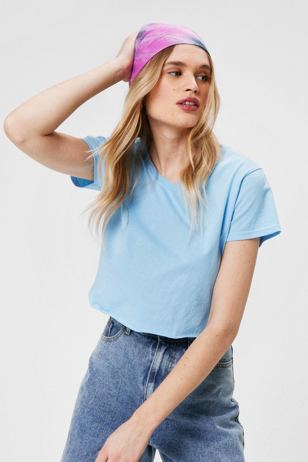 Pale blue Cropped Girlfriend T Shirt image number 1