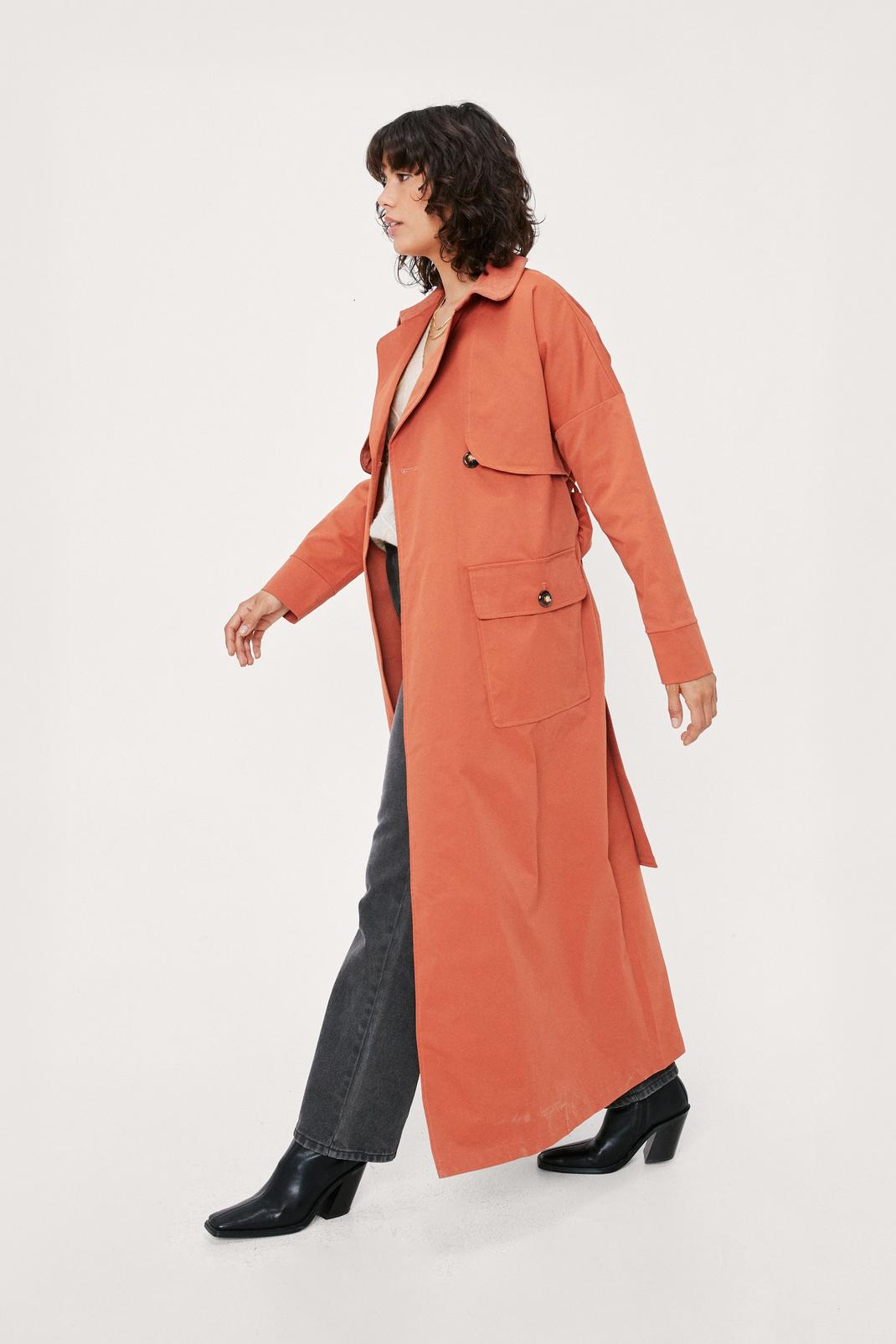 208 Maxi Corduroy Collar Belted Trench Coat image number 2