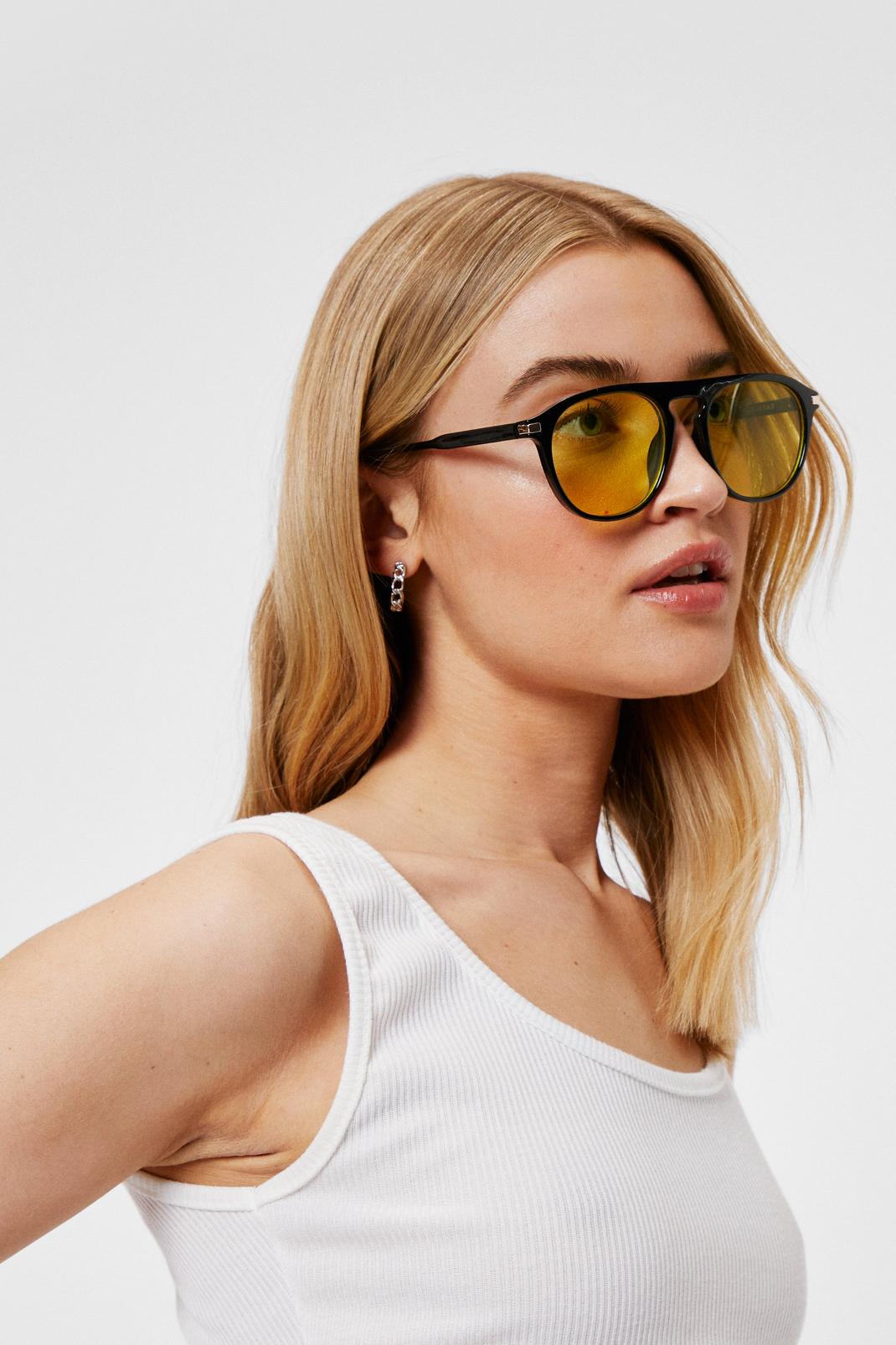 174 Rounded Yellow Lense Sunglasses image number 2