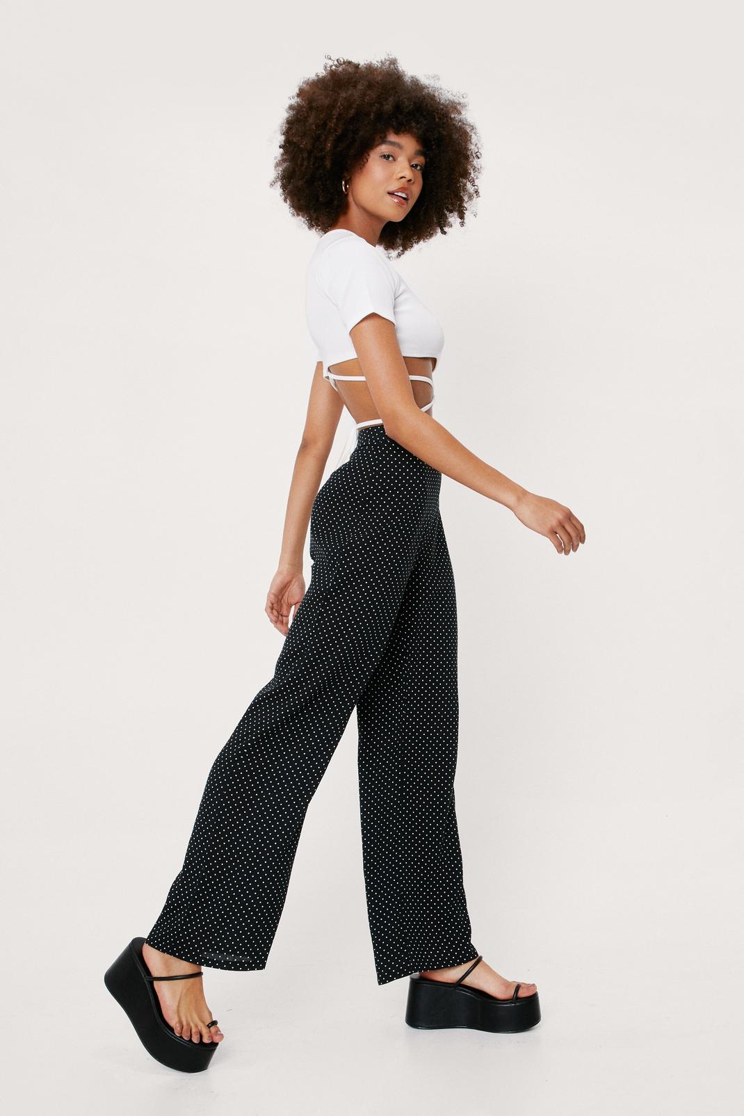 Mono Woven Spotty Print Wide Leg Trousers image number 1