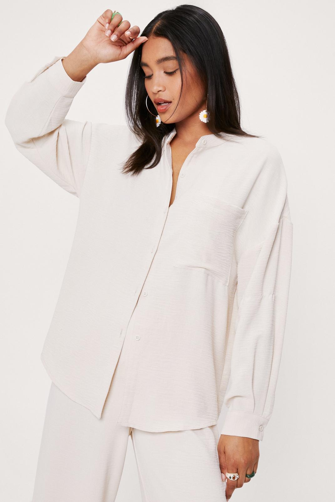 Light stone Oversized Pocket Detail Button Down Shirt image number 1