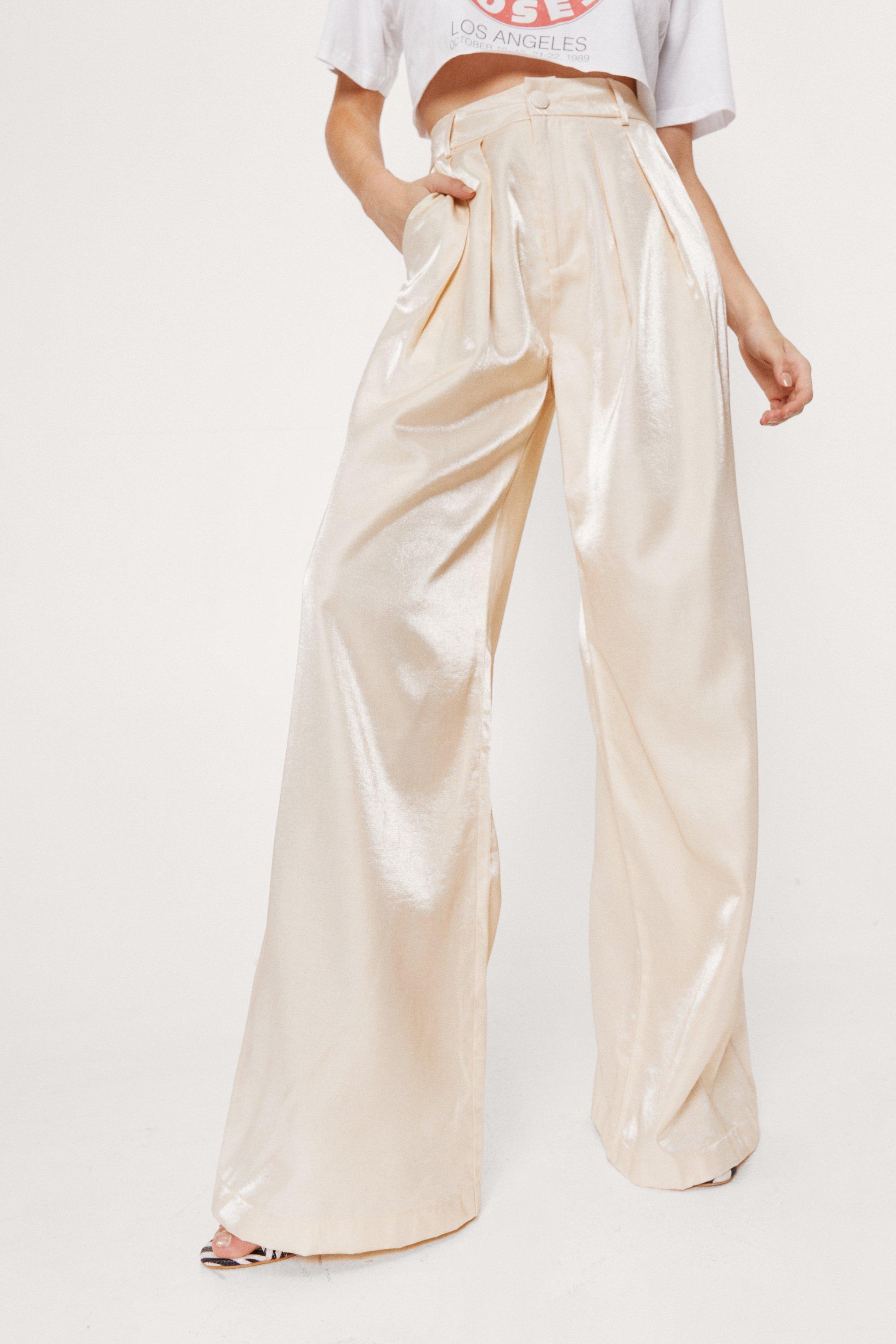 High Waisted Pleated Wide Leg Pants