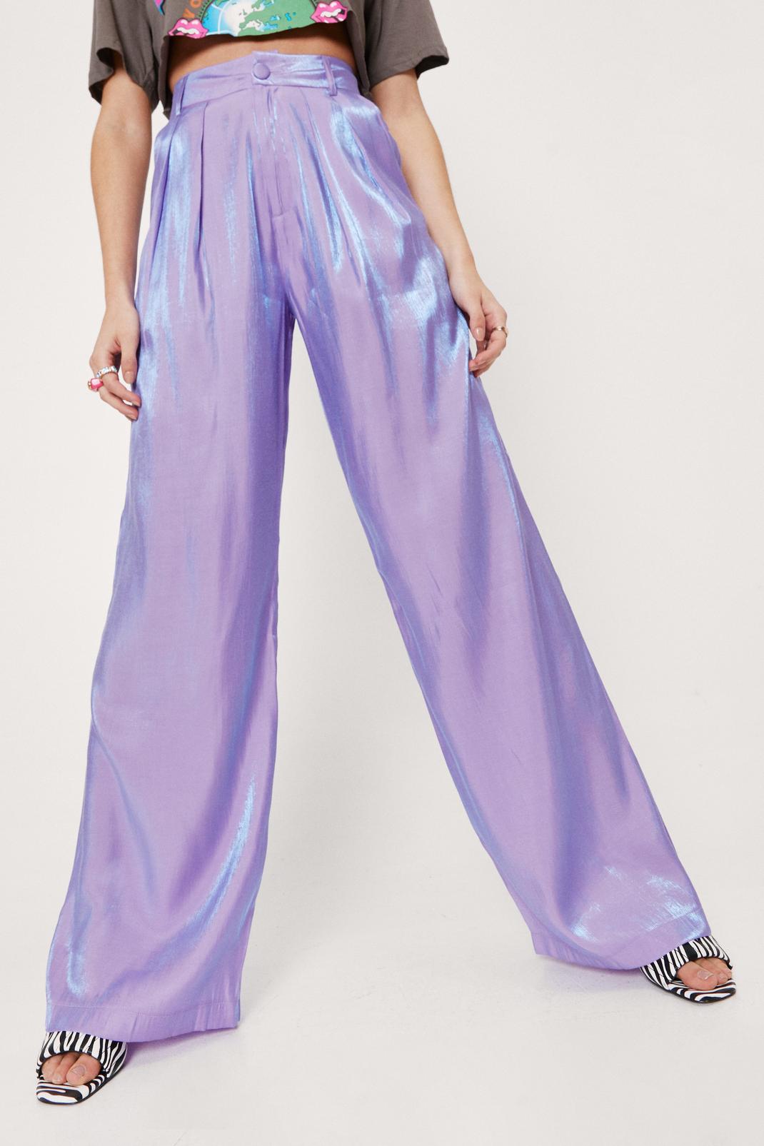 Shimmer High Waisted Pleated Wide Leg Pants | Nasty Gal