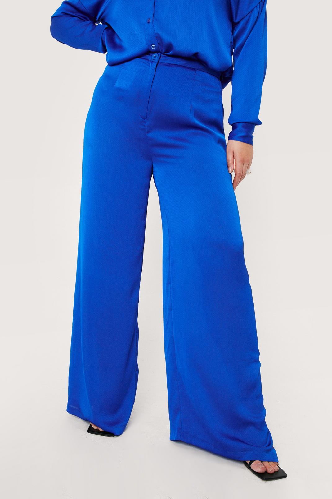 119 Plus Size Satin High Waisted Wide Leg Pants image number 2