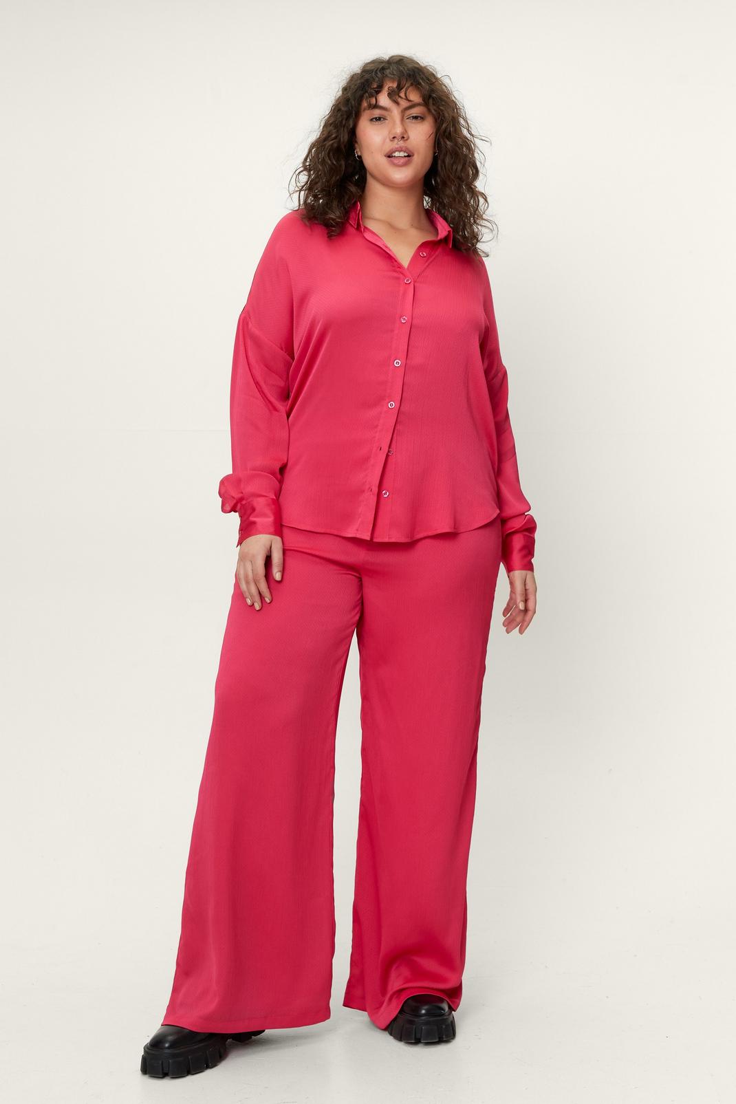 535 Plus Size Satin High Waisted Wide Leg Trousers image number 2