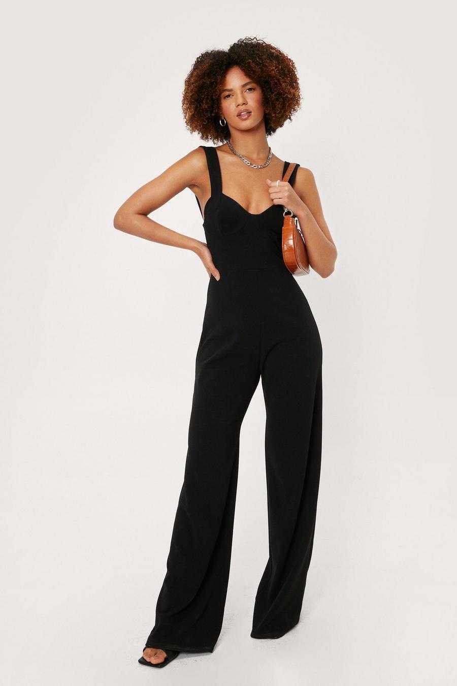Sleeveless Cupped Wide Leg Jumpsuit