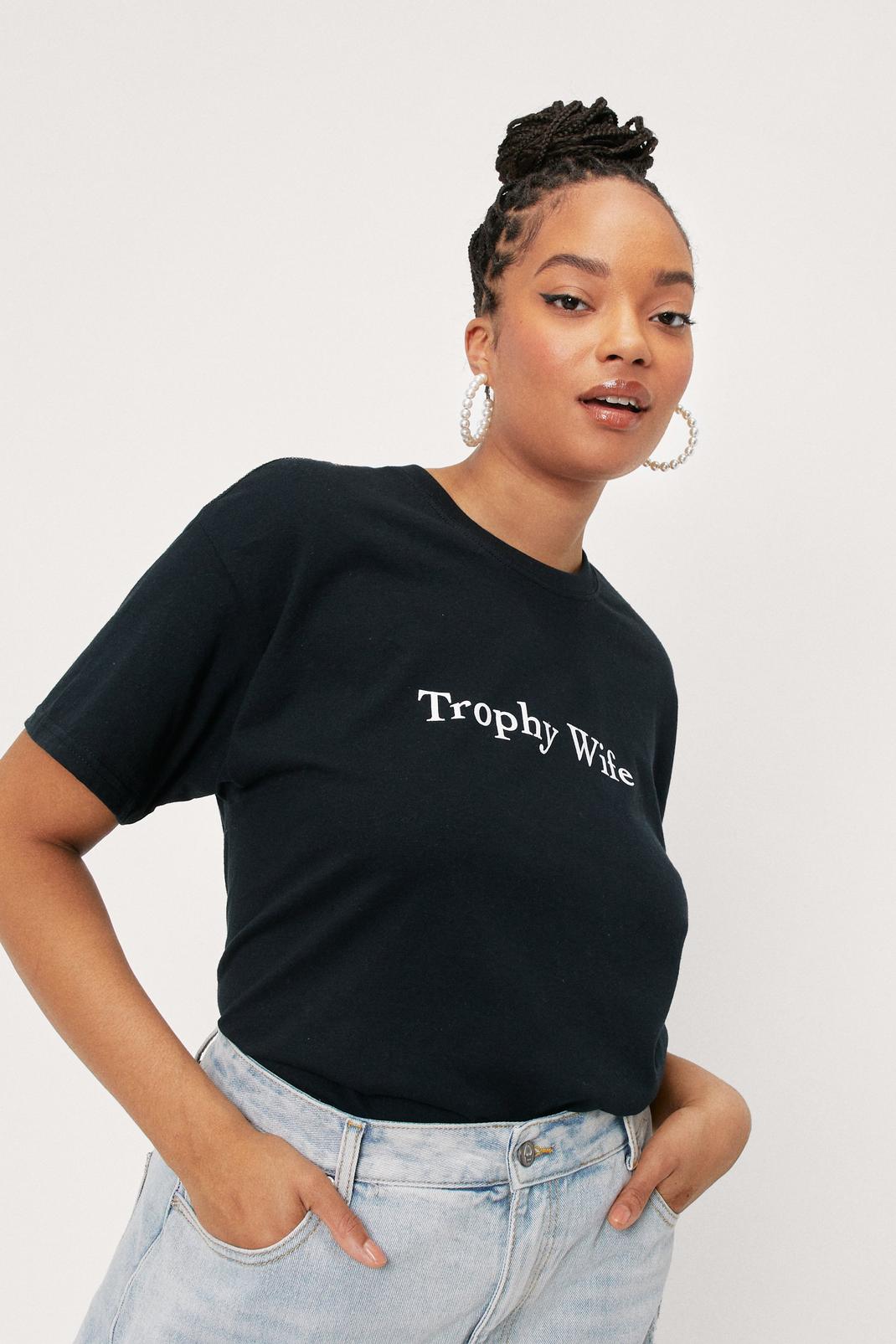 Black Plus Size Trophy Wife Graphic T-Shirt image number 1