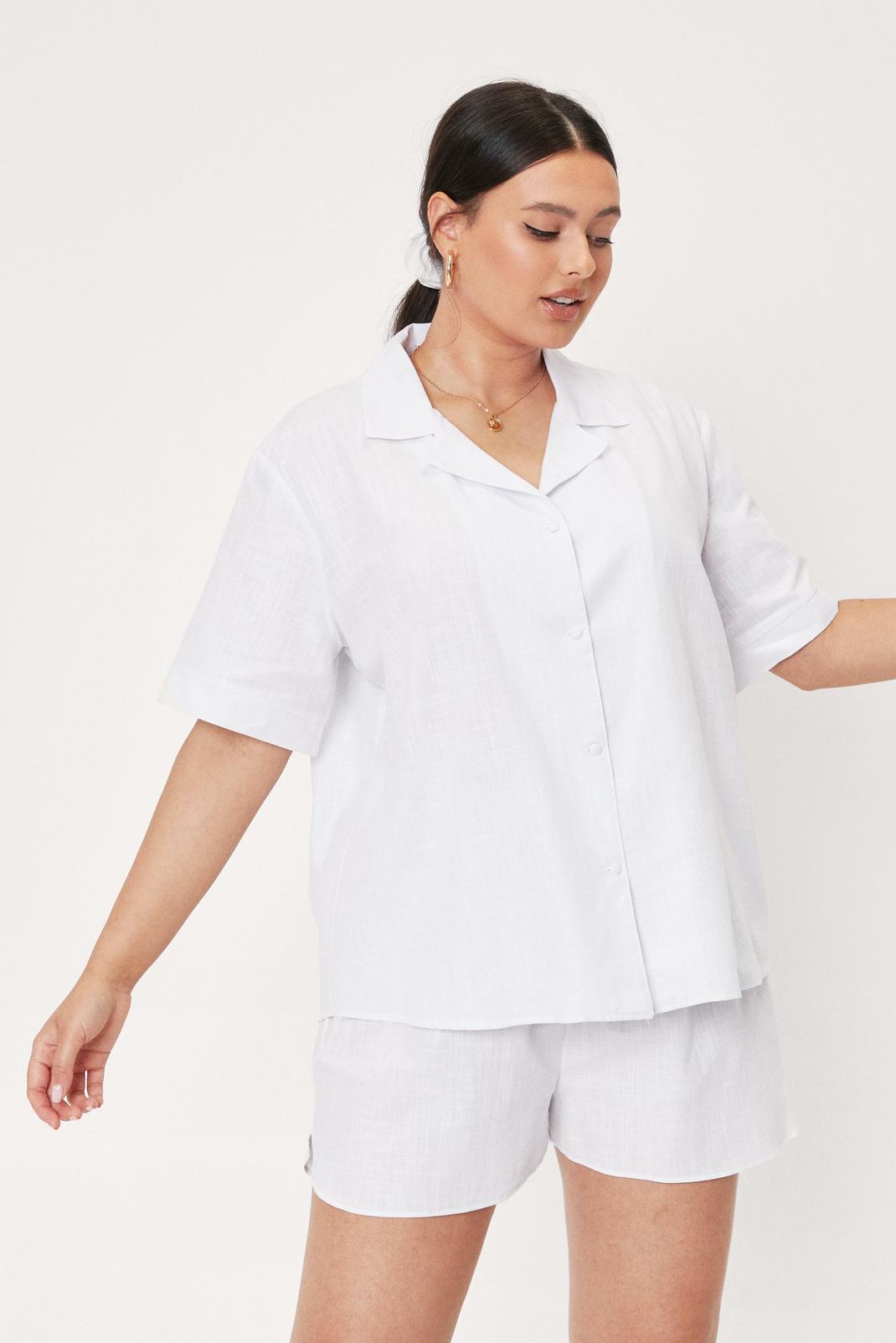 White Plus Size Cotton 3-Pc Pajama Set  image number 1