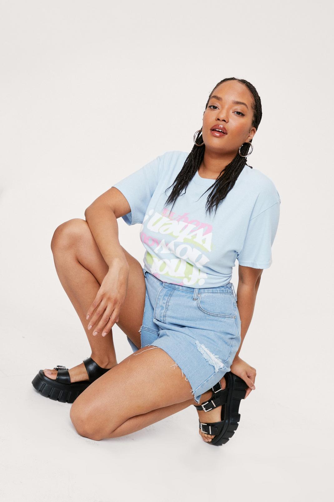 Baby blue Plus Size If Not Now Graphic T-Shirt image number 1