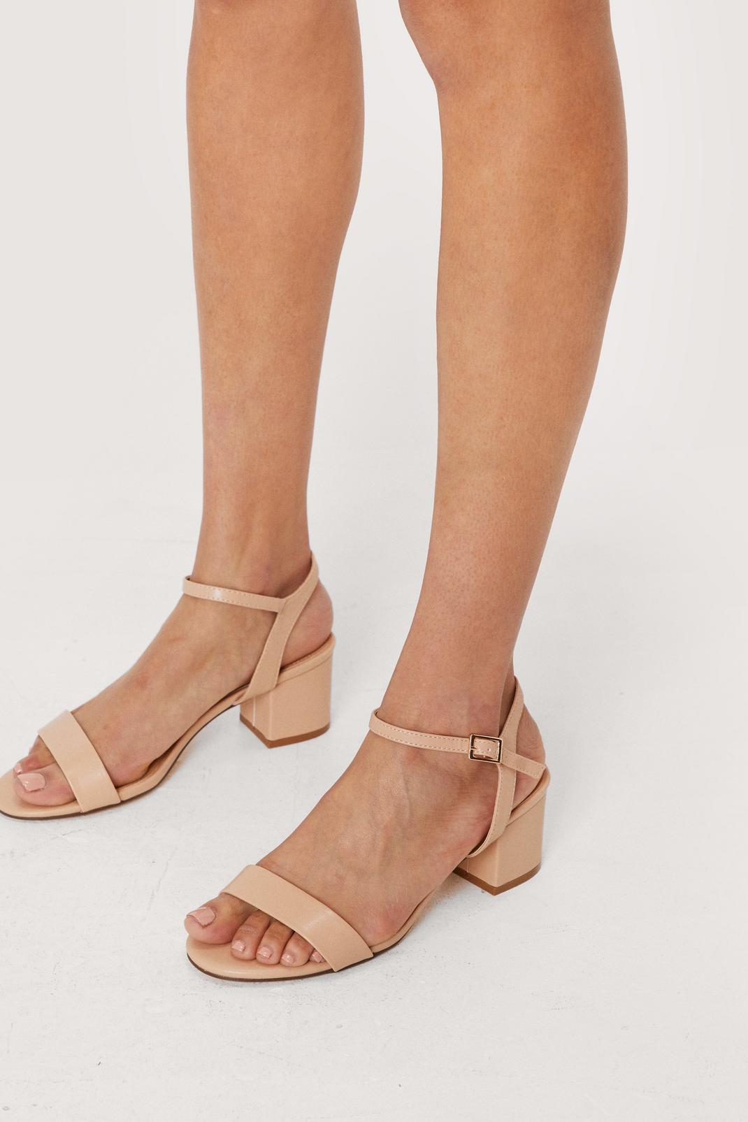 Nude Patent Open Toe Low Block Heeled Sandals image number 1
