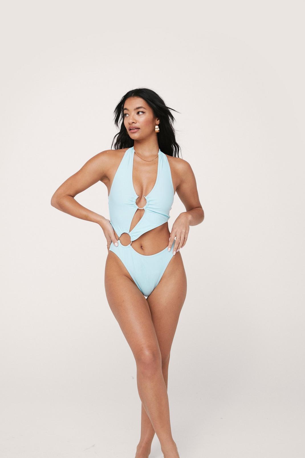 Aqua O Ring Detail Cut Out Swimsuit image number 1