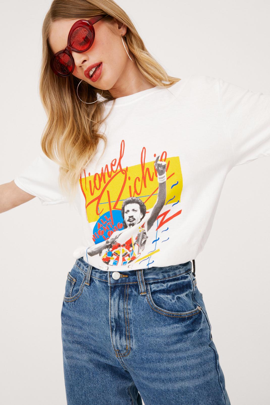 White Lionel Richie Graphic Band T-Shirt image number 1