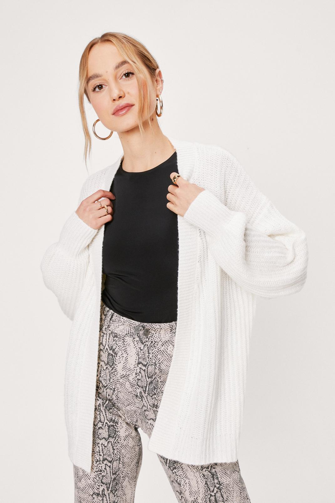 Cream Slouchy Knit Open Front Cardigan image number 1