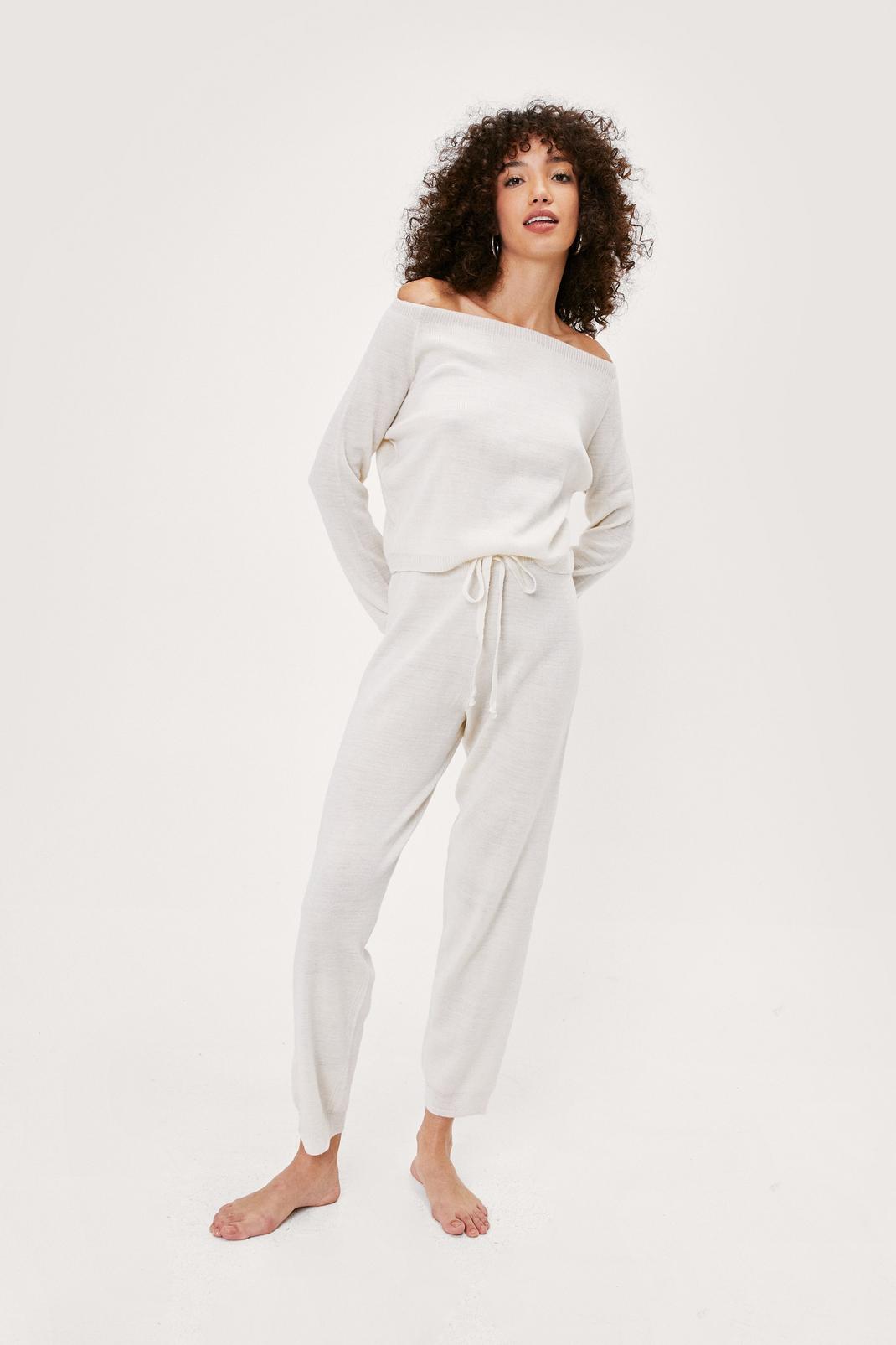 150 Off the Shoulder Knitted Jumper and Trousers Set image number 2
