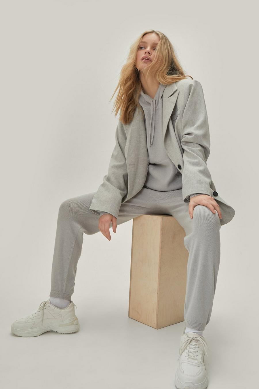 Knitted Slouchy Hoodie and Jogger Set