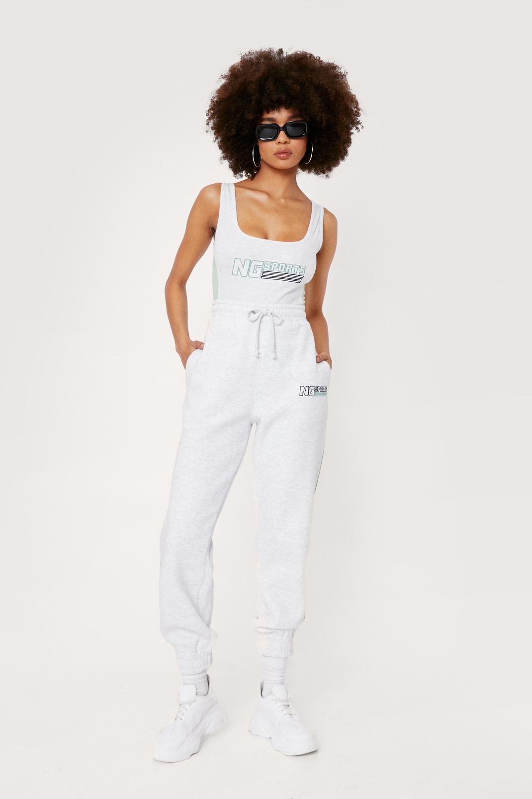 Oatmeal NG Sport High Waisted Graphic Tracksuit Pants image number 1