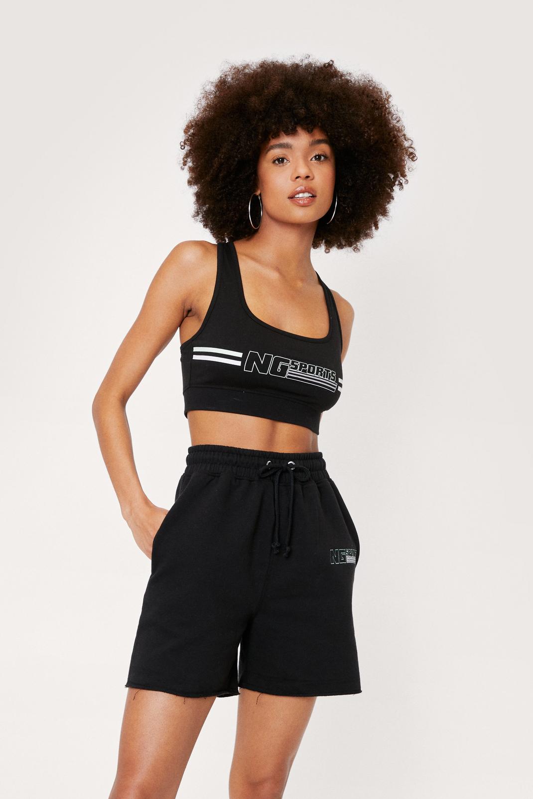 Black NG Sports High Waisted Graphic Sweat Shorts image number 1