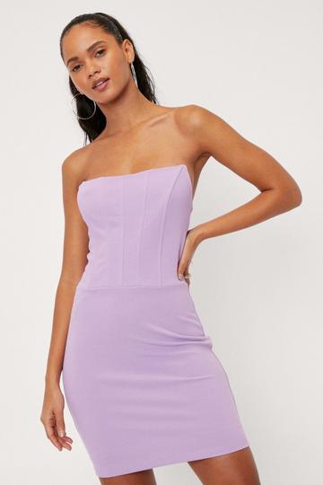 Purple Ruched Pleated Corset Bodycon Dress