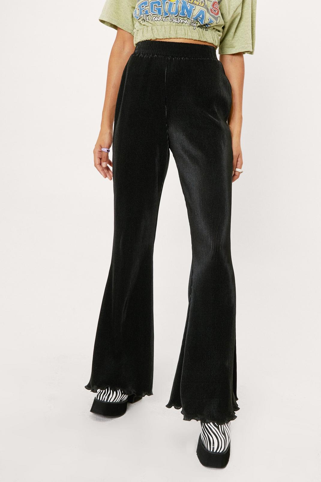 105 Petite Plisse High Waisted Flared Trousers image number 2