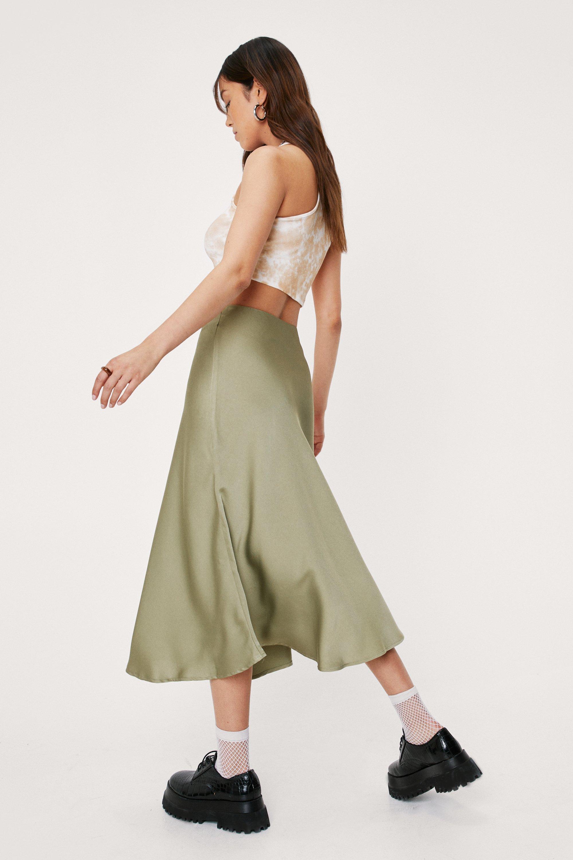 Satin midi skirt clearance canada