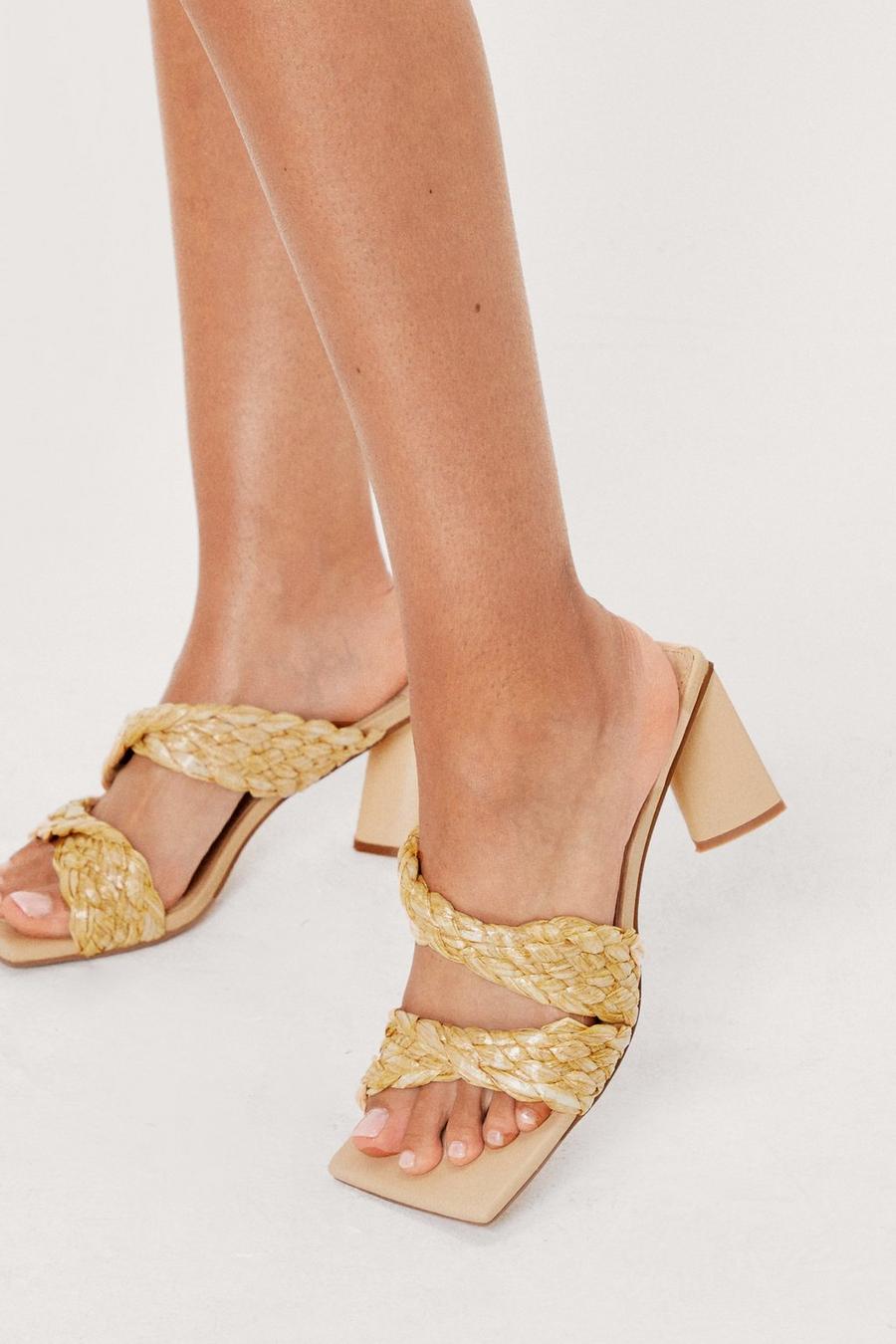 Raffia Asymmetric Heeled Sandals