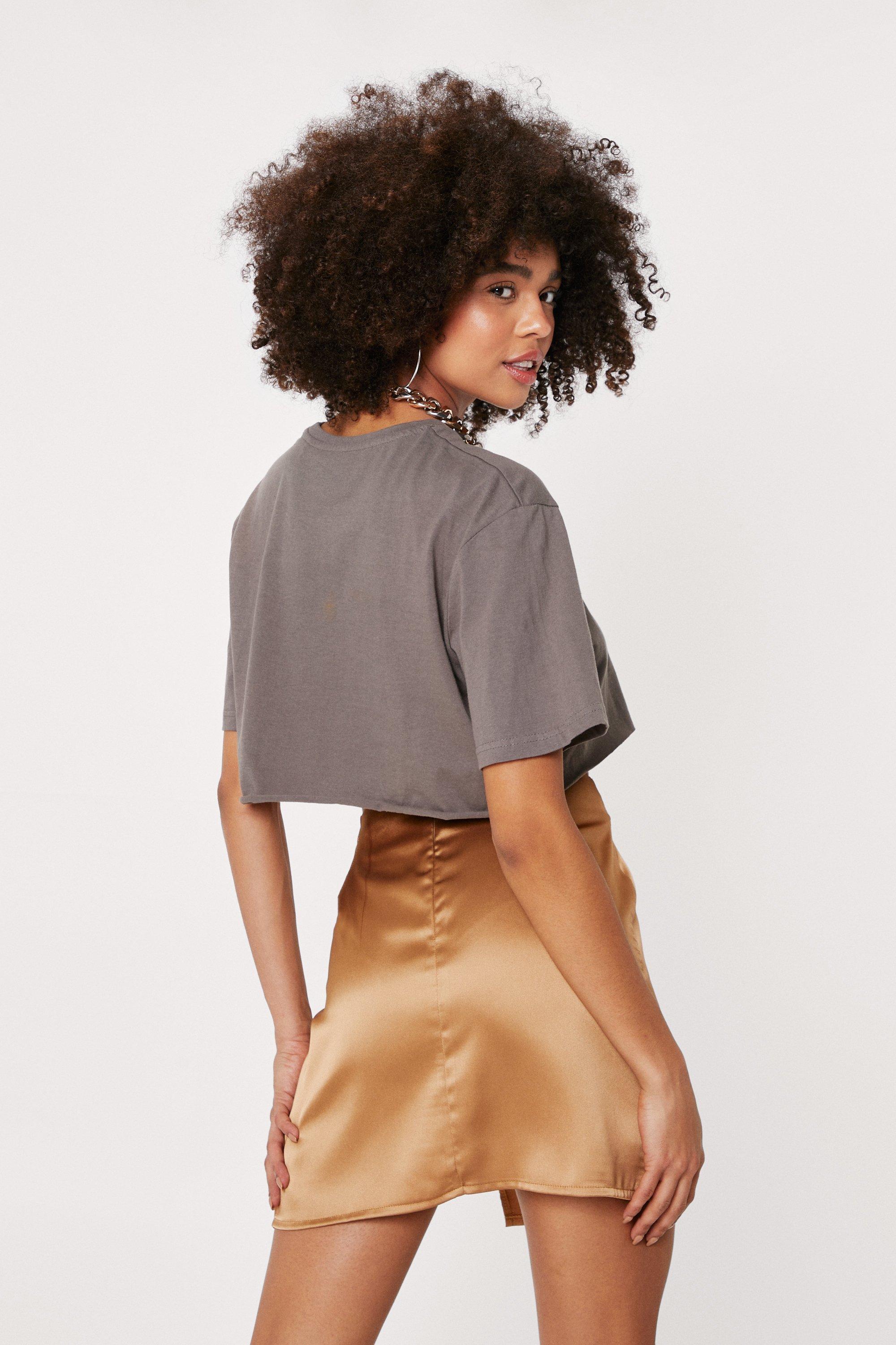 Satin High Waisted Split Hem Mini Skirt