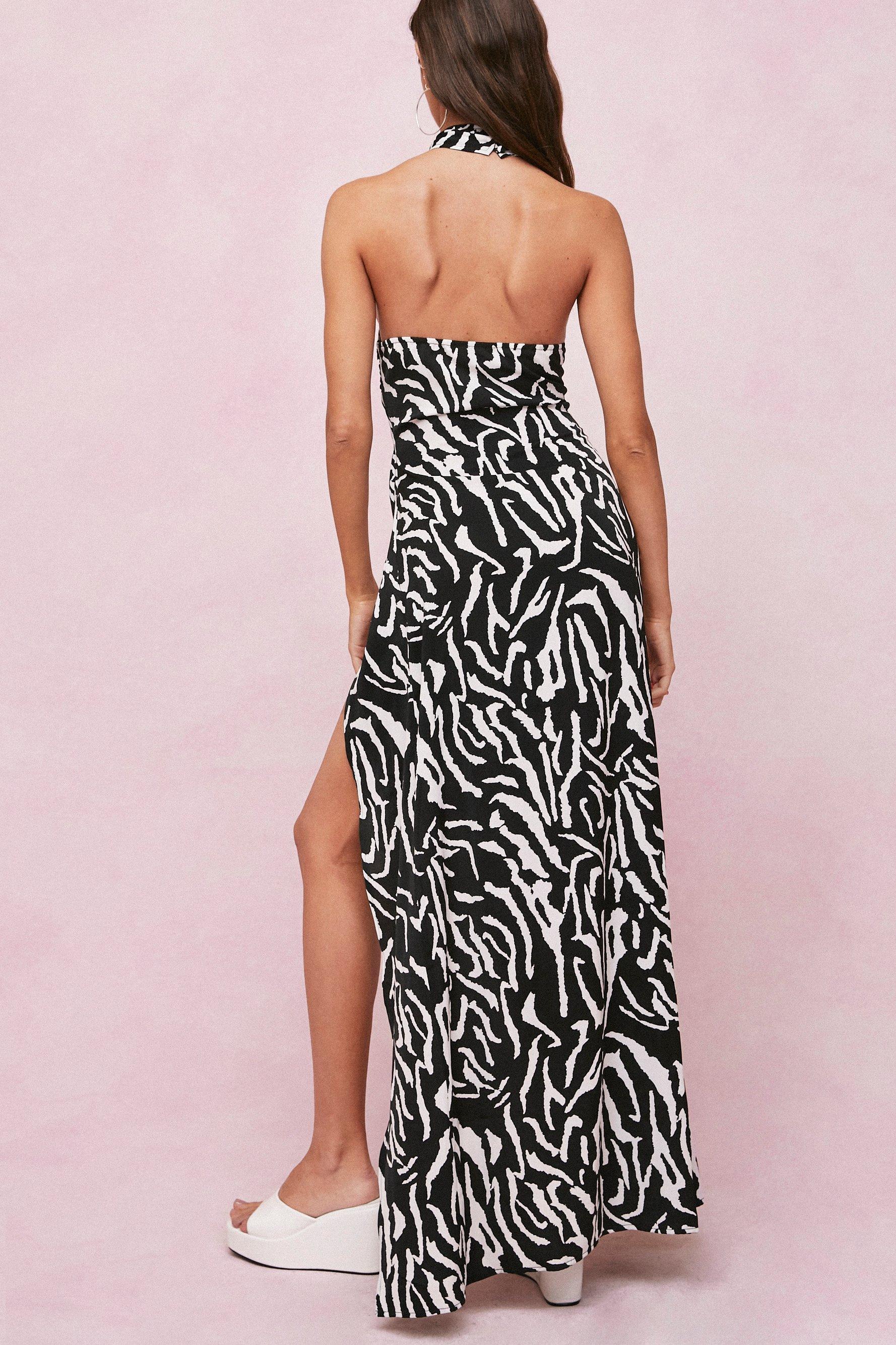 Animal print on sale halter neck dress