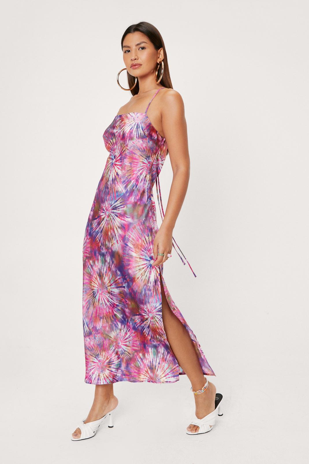 Tie Dye Print Strappy Back Maxi Dress image number 1