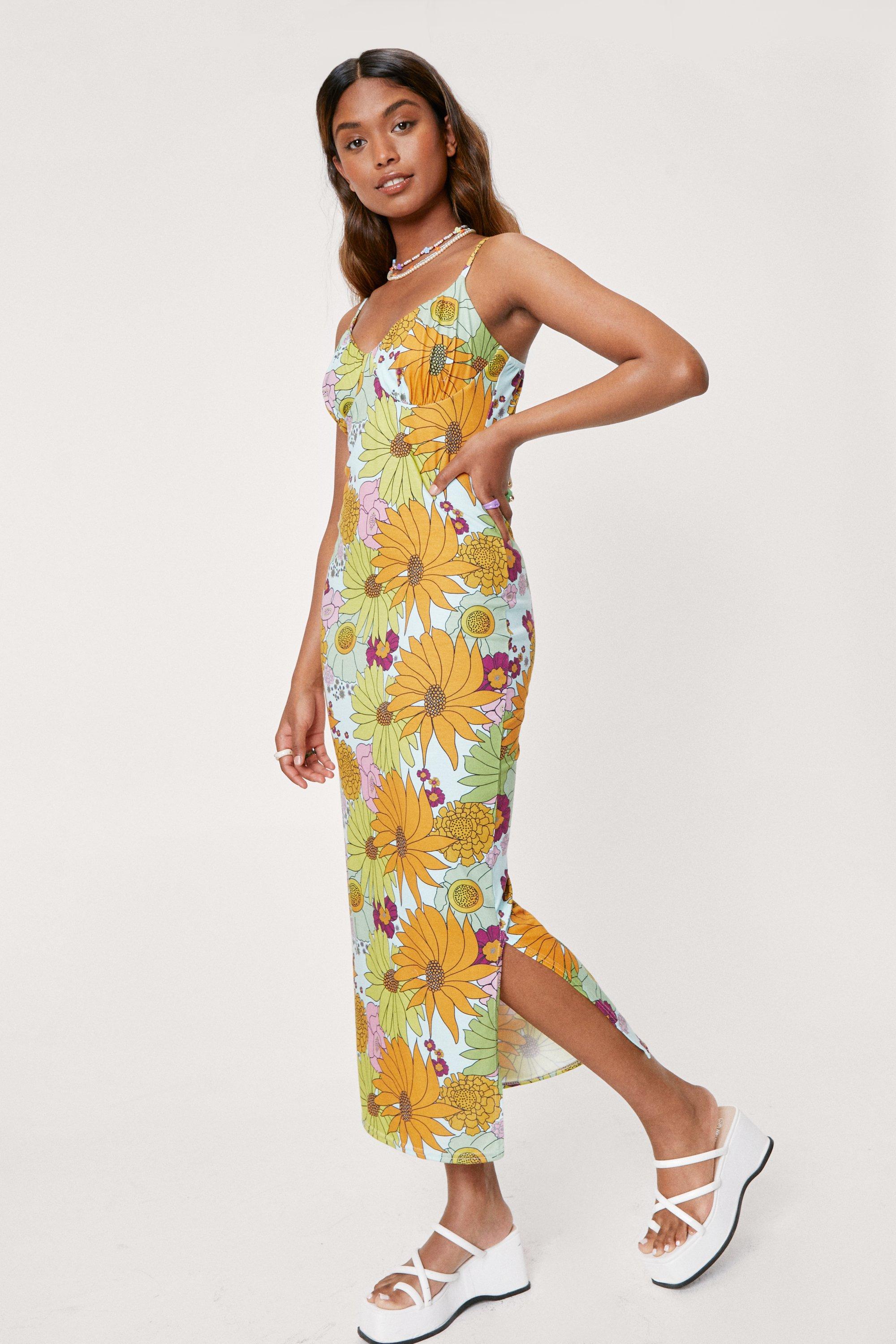 Floral print strappy midi dress - Women