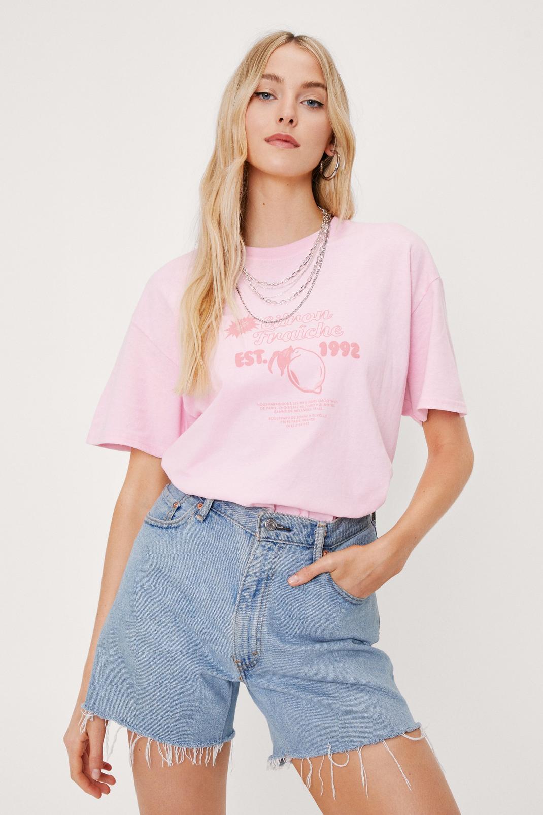 T-shirt ample à impressions Citron Fraîche, Pink image number 1