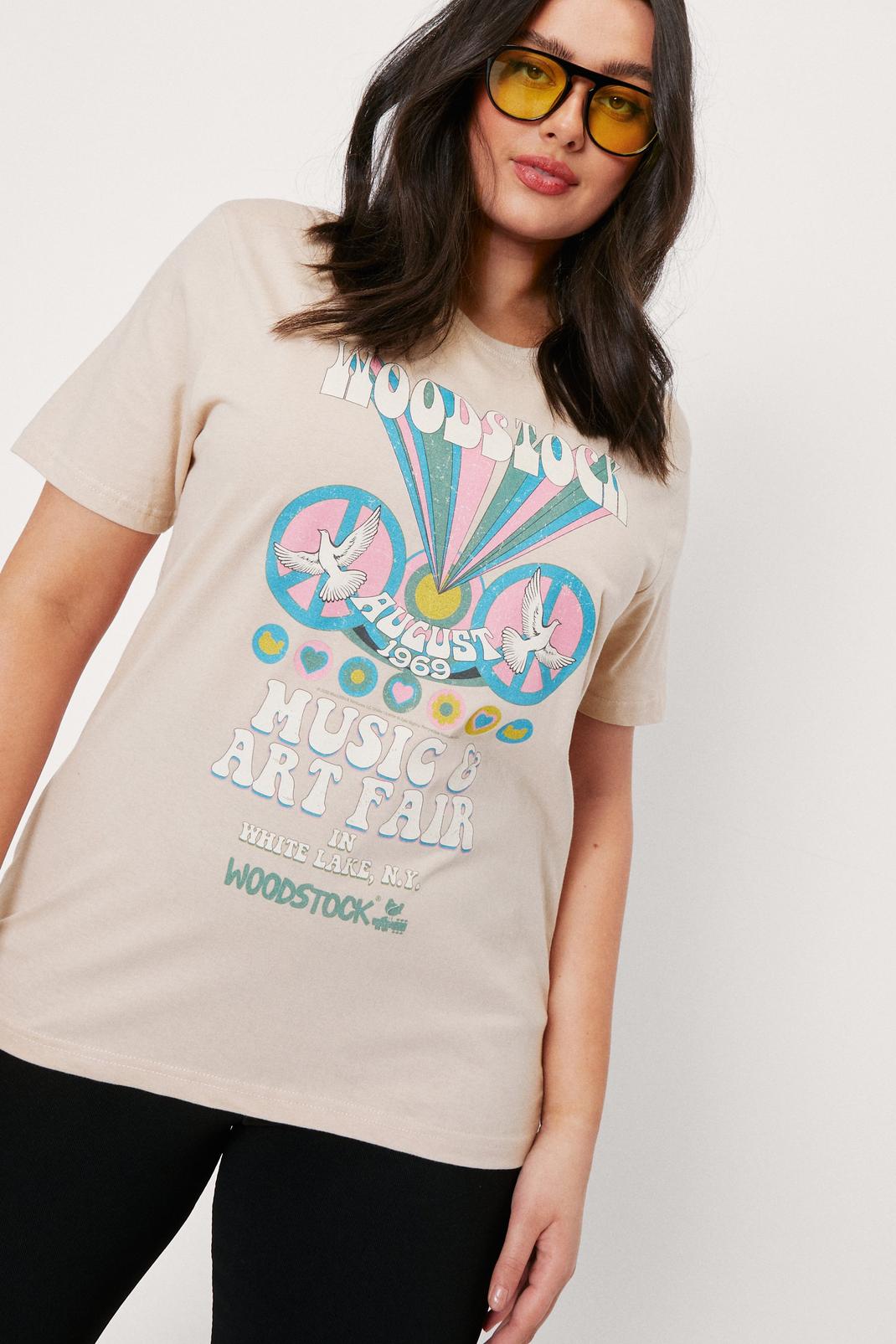 Sand Plus Size Woodstock Graphic T-Shirt image number 1