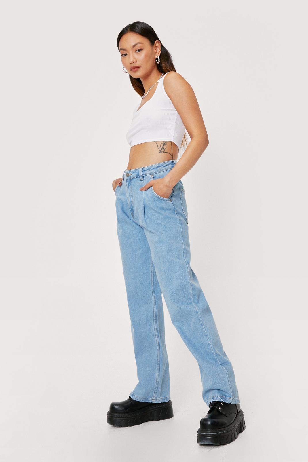 Light blue Petite High Waisted Wide Leg Jeans image number 1