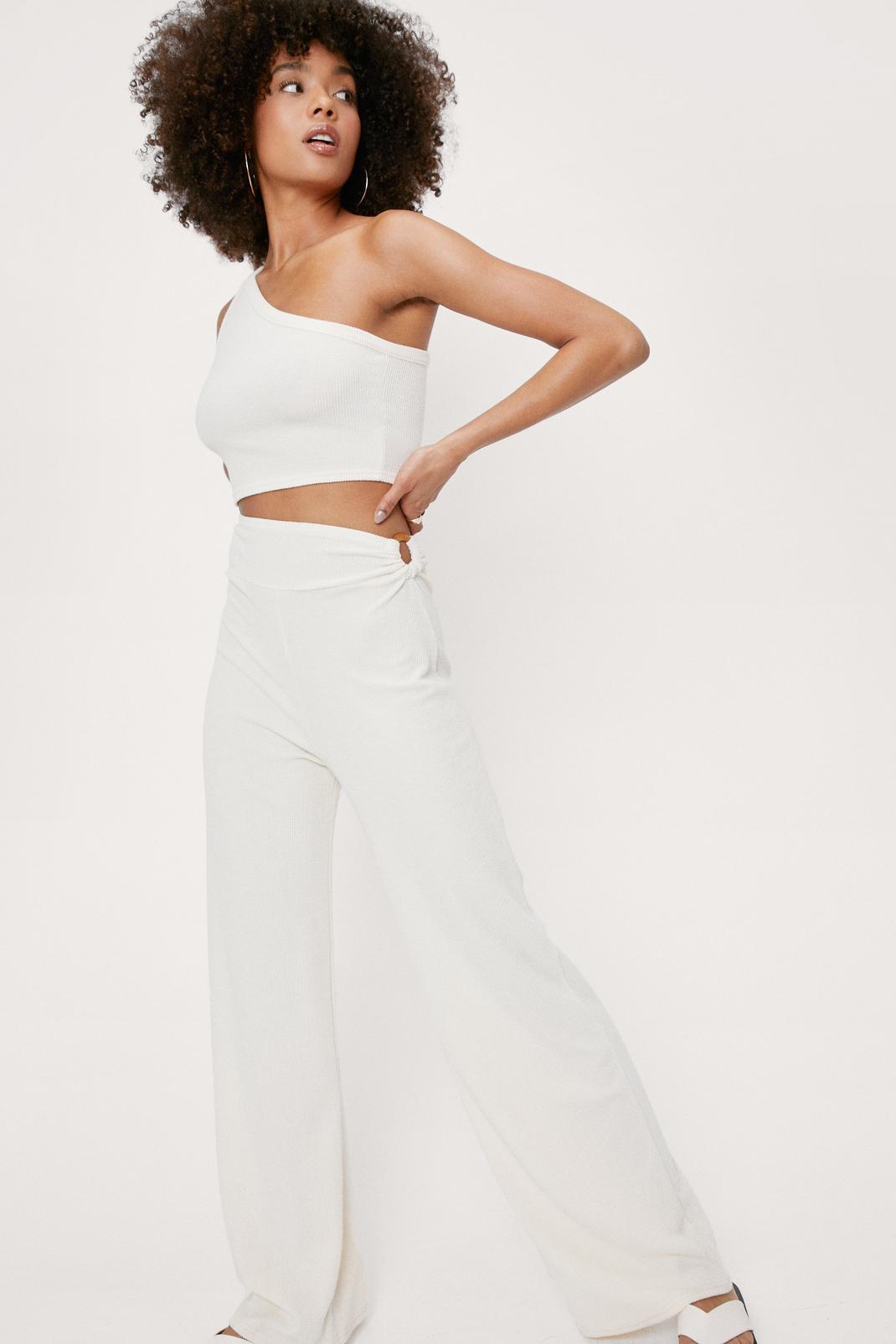 Ribbed O-Ring Wide Leg Trousers | Nasty Gal