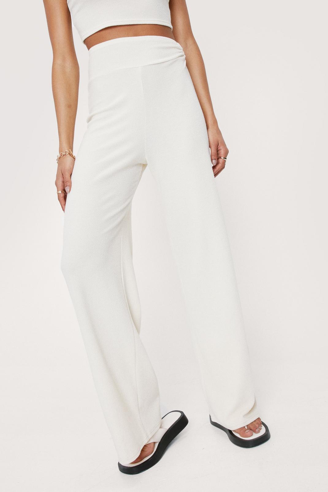 133 Ribbed O-Ring Wide Leg Trousers image number 2