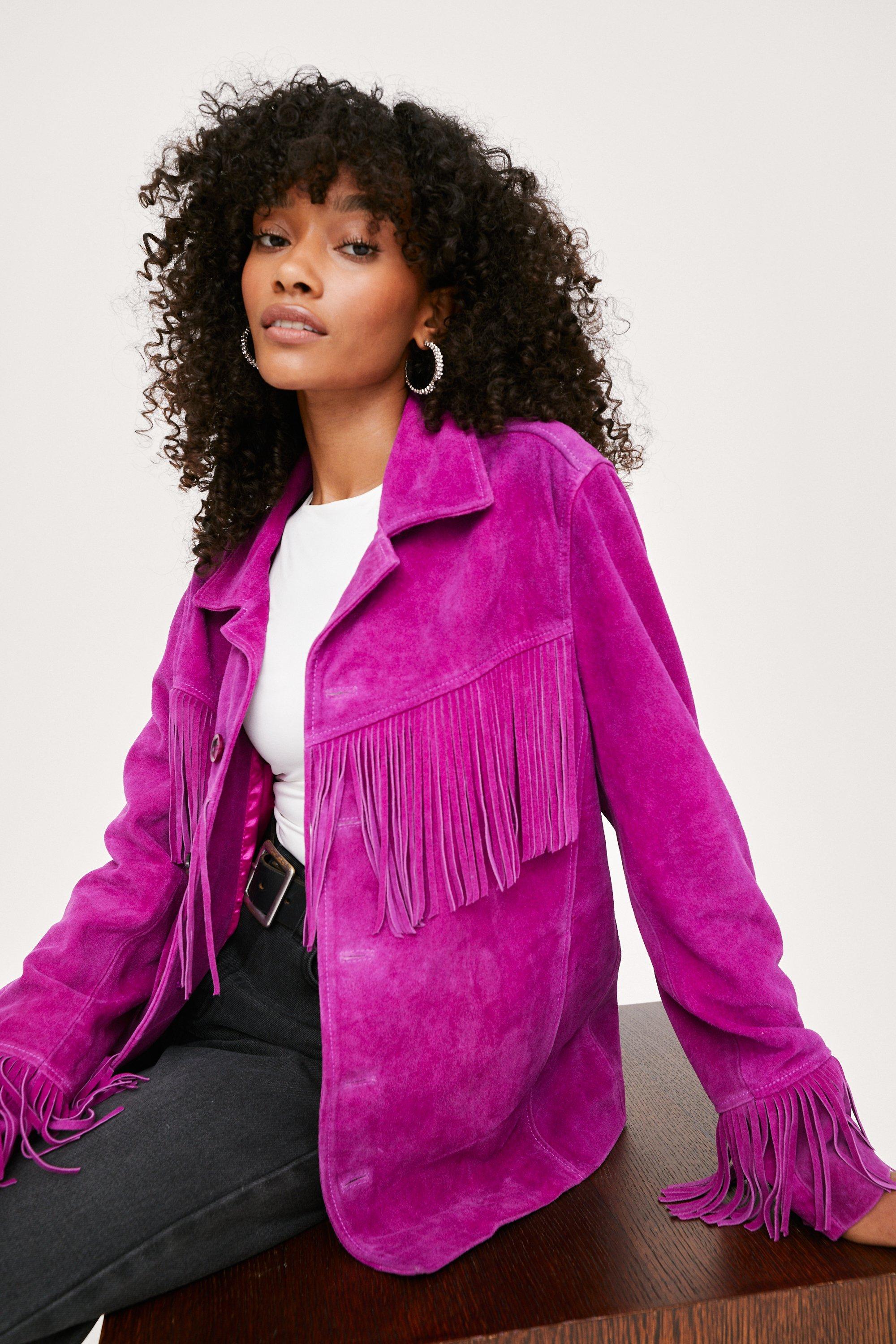 Plus size suede deals fringe jacket