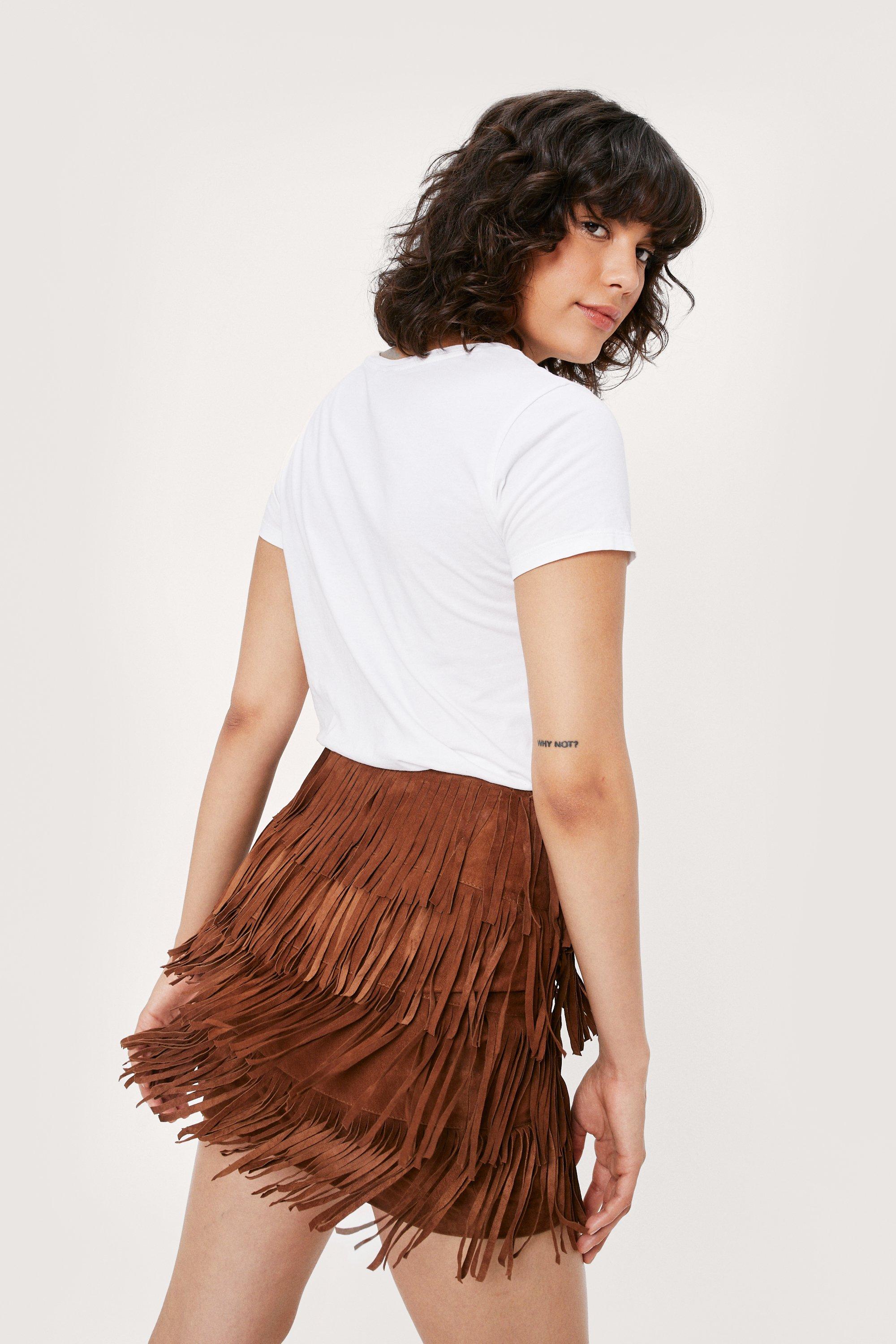 Fringe mini cheap skirt