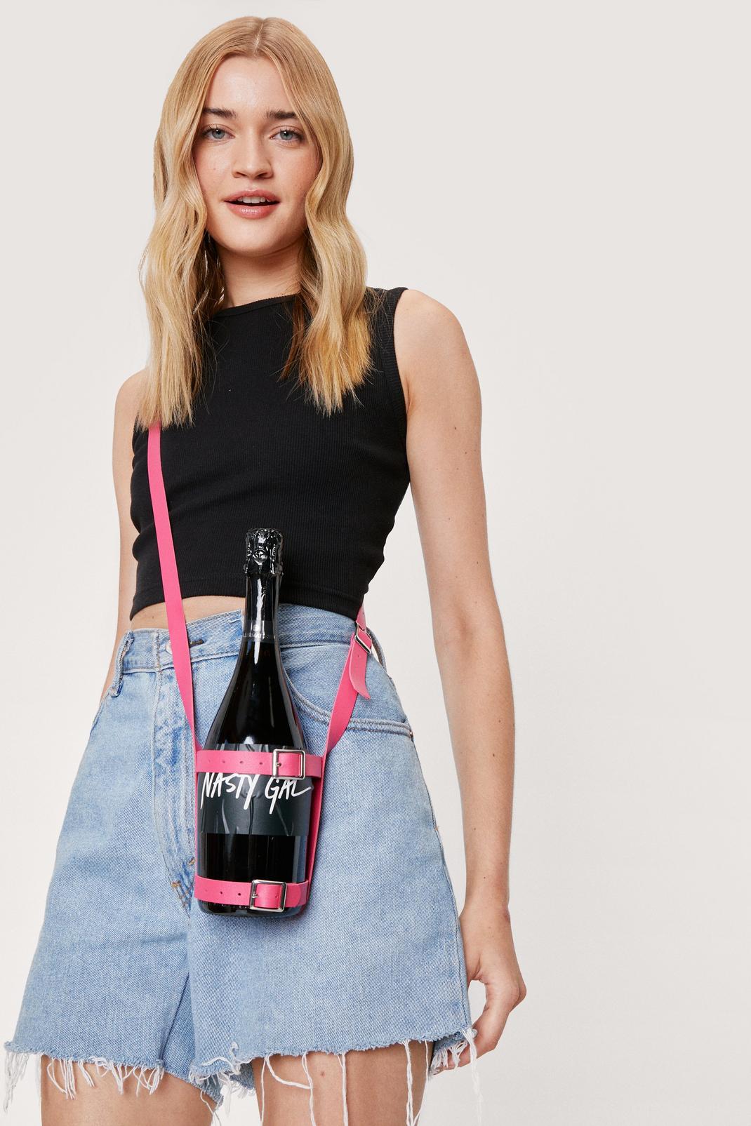 Hot pink Faux Leather Bottle Bag Holder image number 1
